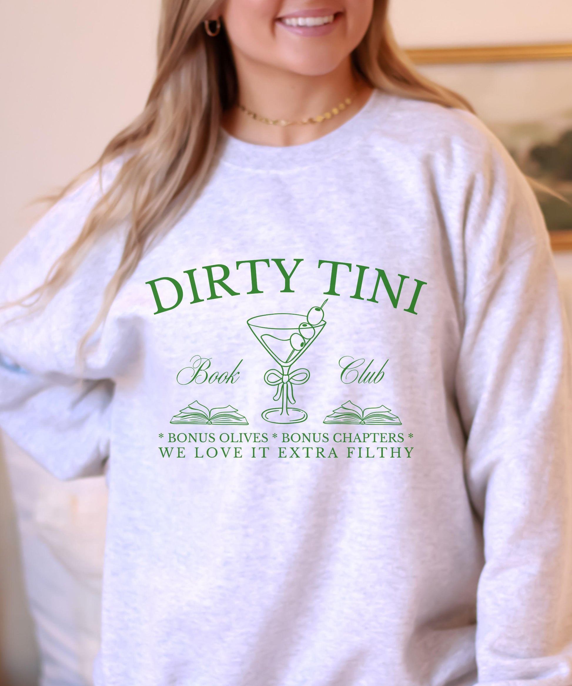 Dirty Martini Book Club Sweatshirt Smut Shirt Spicy Books Reader Olive Shirt Dark Romance Reader Gift Romantasy Shirt Old Money Book Merch