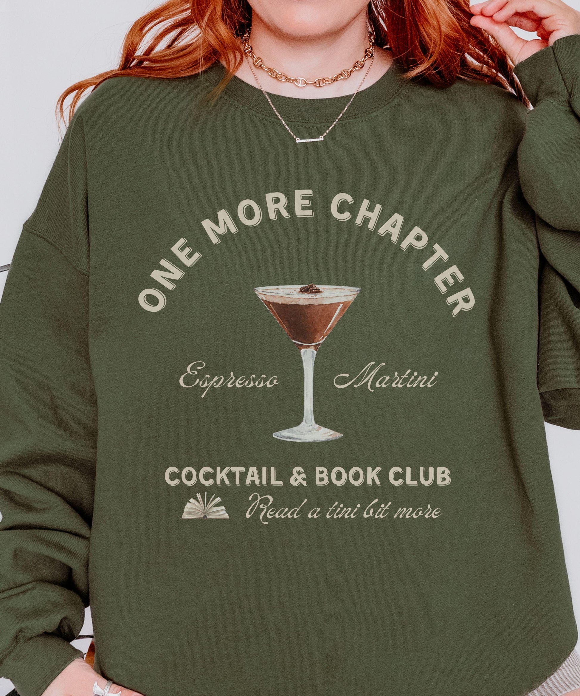 One More Chapter Espresso Martini Cocktail Book Club, Social Club Sweatshirt, Old Money Aesthetic Bookish Clothes, Reading Sweatshirt