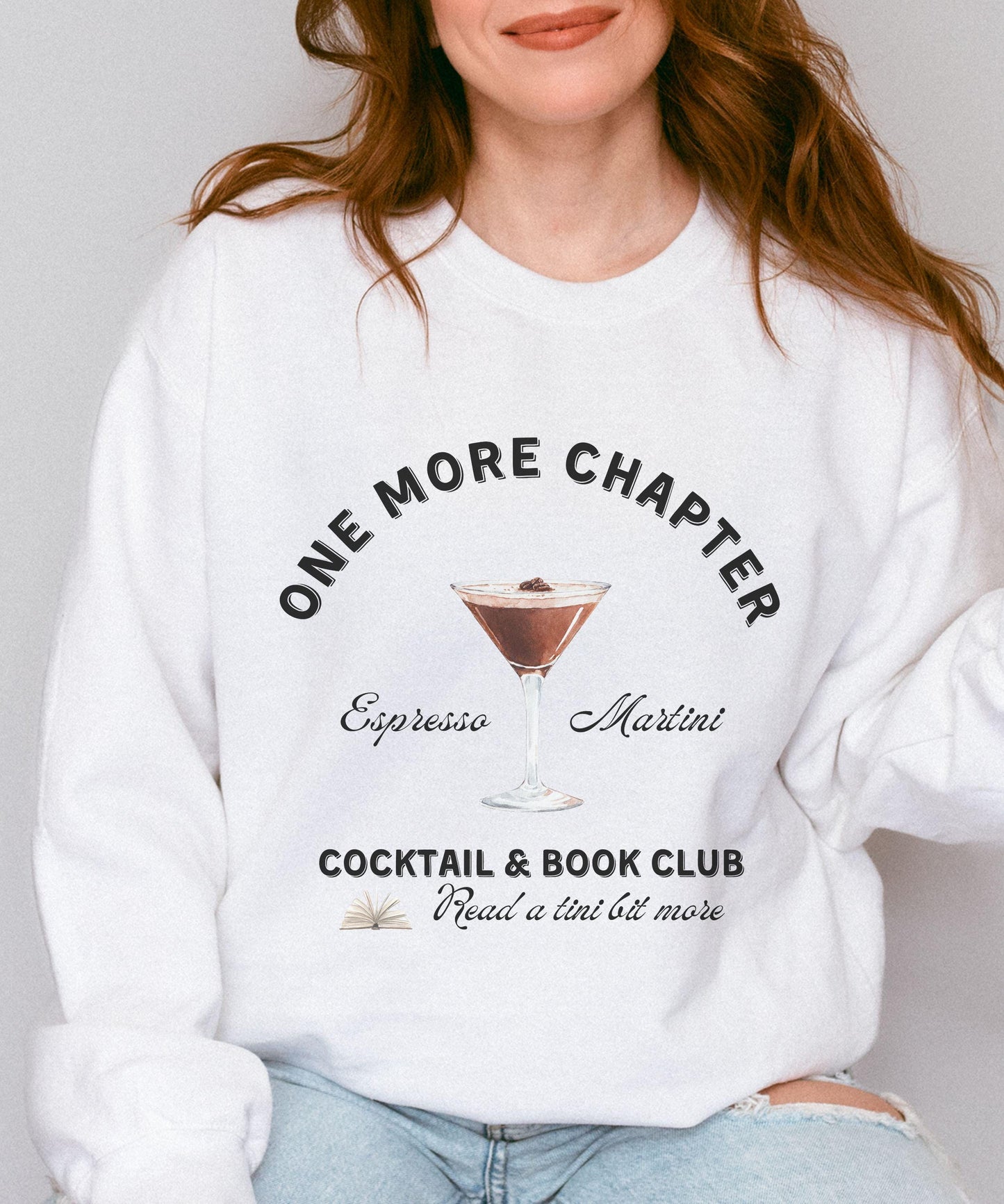 One More Chapter Espresso Martini Cocktail Book Club, Social Club Sweatshirt, Old Money Aesthetic Bookish Clothes, Reading Sweatshirt