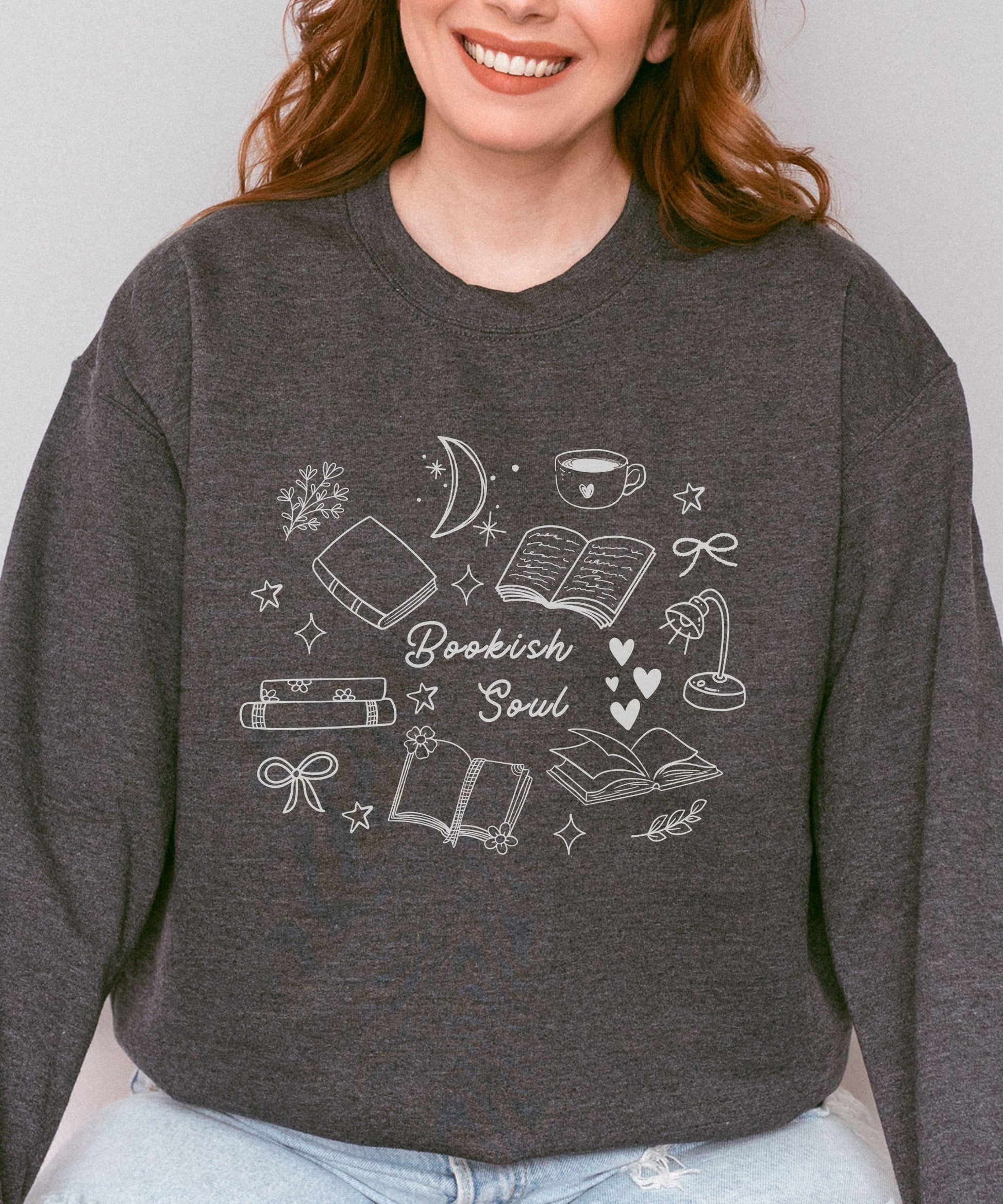 Bookish Soul Sweatshirt, Booklover Sweater Bookish Things Booktrovert Downtown Girl Coquette Bow Sweatshirt Born To Read Library Sweatshirt