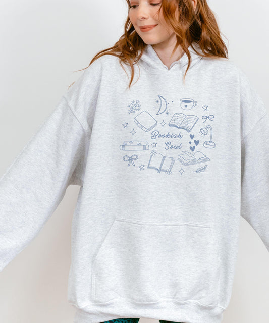 Bookish Soul Hoodie, Booklover Sweatshirt Bookish Things Doodles Booktrovert Downtown Girl Coquette Bow Hoodie Born To Read Library Hoodie