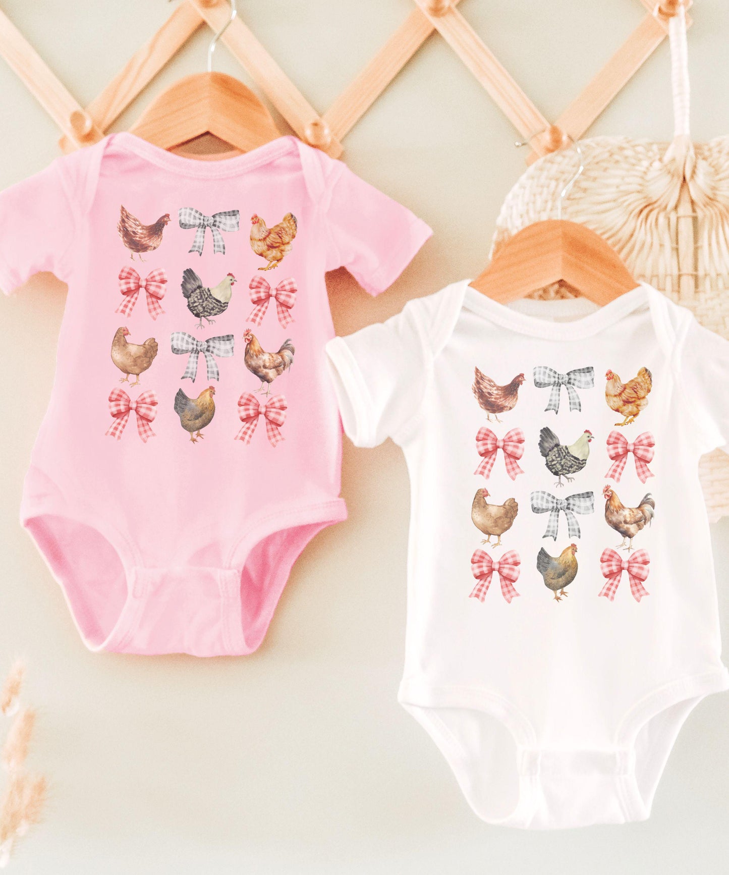 Chicken Baby Bodysuit, Birthday Chicken Shirt Baby Coquette Farm Animal Bodysuit Chickens and Bows Baby Bodysuit, Chicken Baby Shower Gift