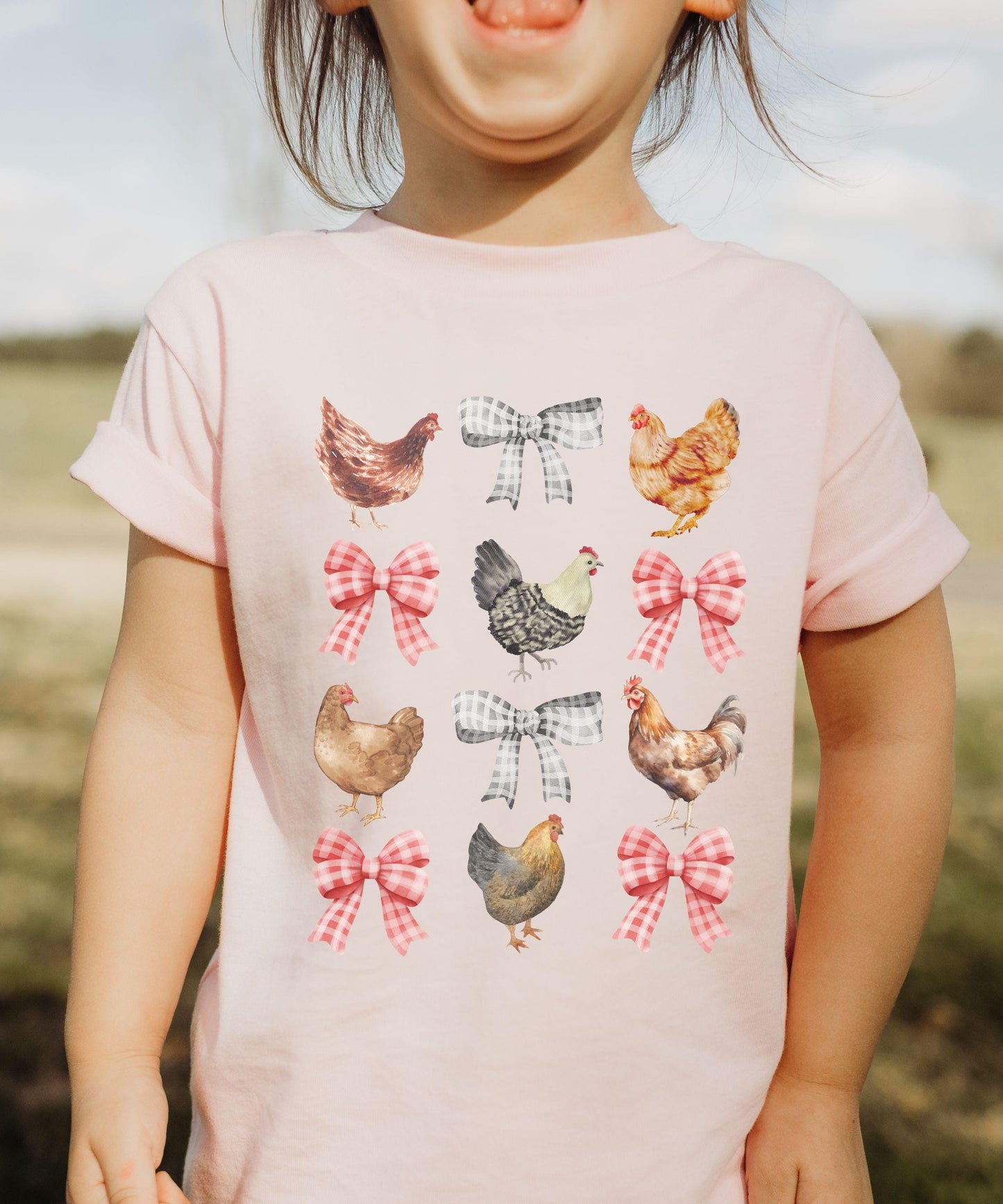 Chicken Shirt Kids, Farm Chicken Shirt Coquette Bow Shirt, Family Matching Mother Daughter Farm Birthday Party Barnyard Chicken Tee Girls