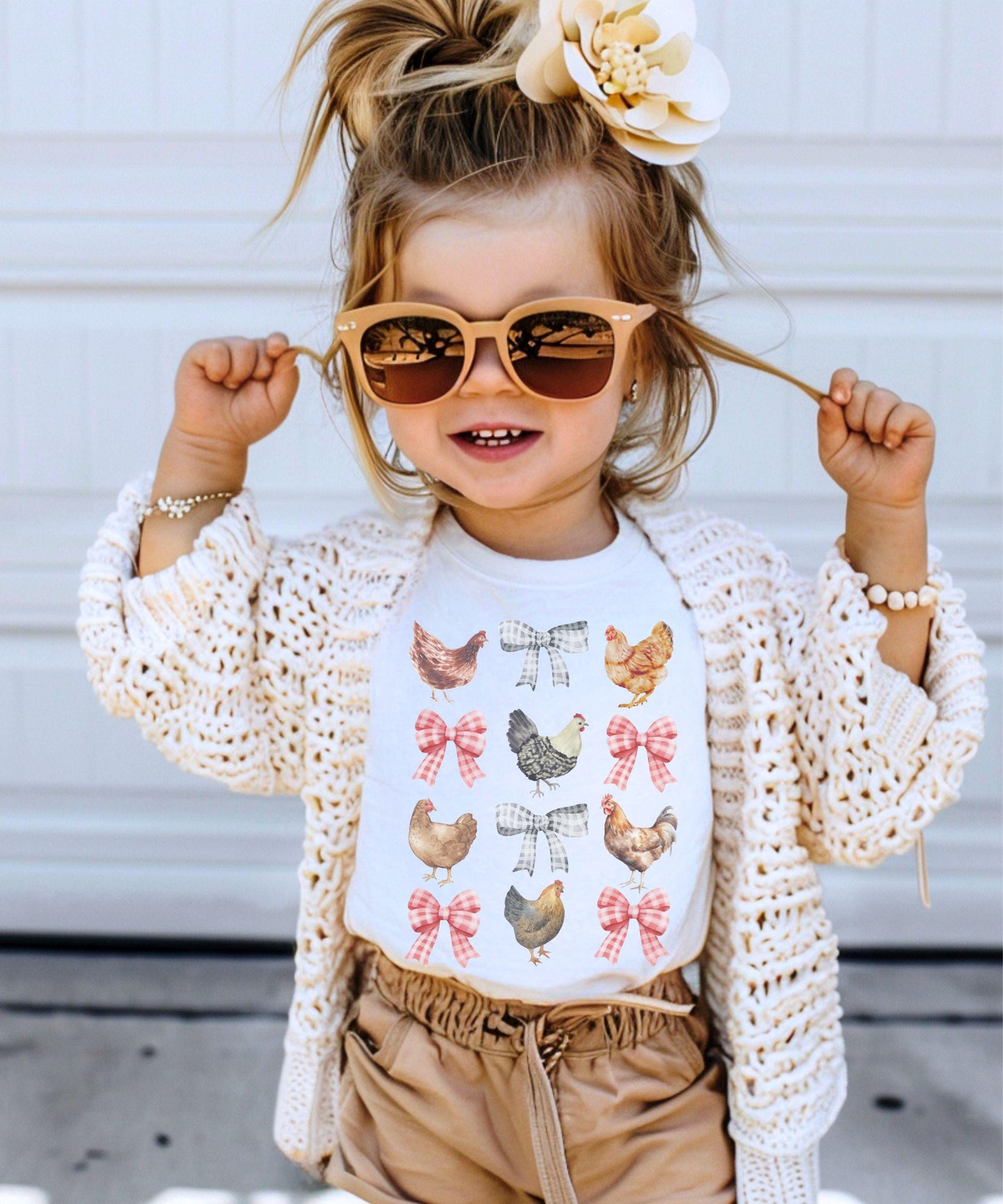 Chicken Shirt Kids, Farm Chicken Shirt Coquette Bow Shirt, Family Matching Mother Daughter Farm Birthday Party Barnyard Chicken Tee Girls