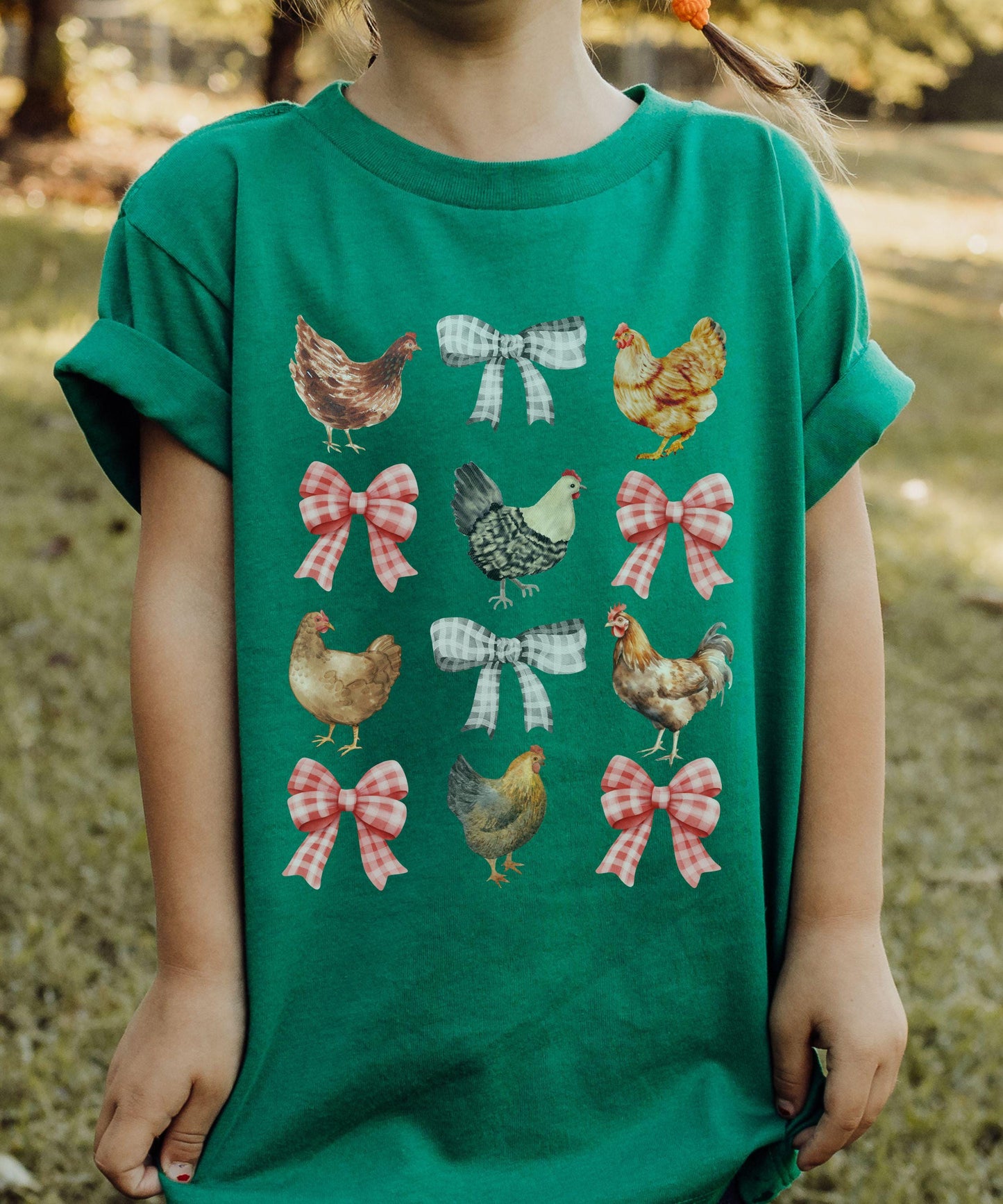 Chicken Shirt Kids, Farm Chicken Shirt Coquette Bow Shirt, Family Matching Mother Daughter Farm Birthday Party Barnyard Chicken Tee Girls