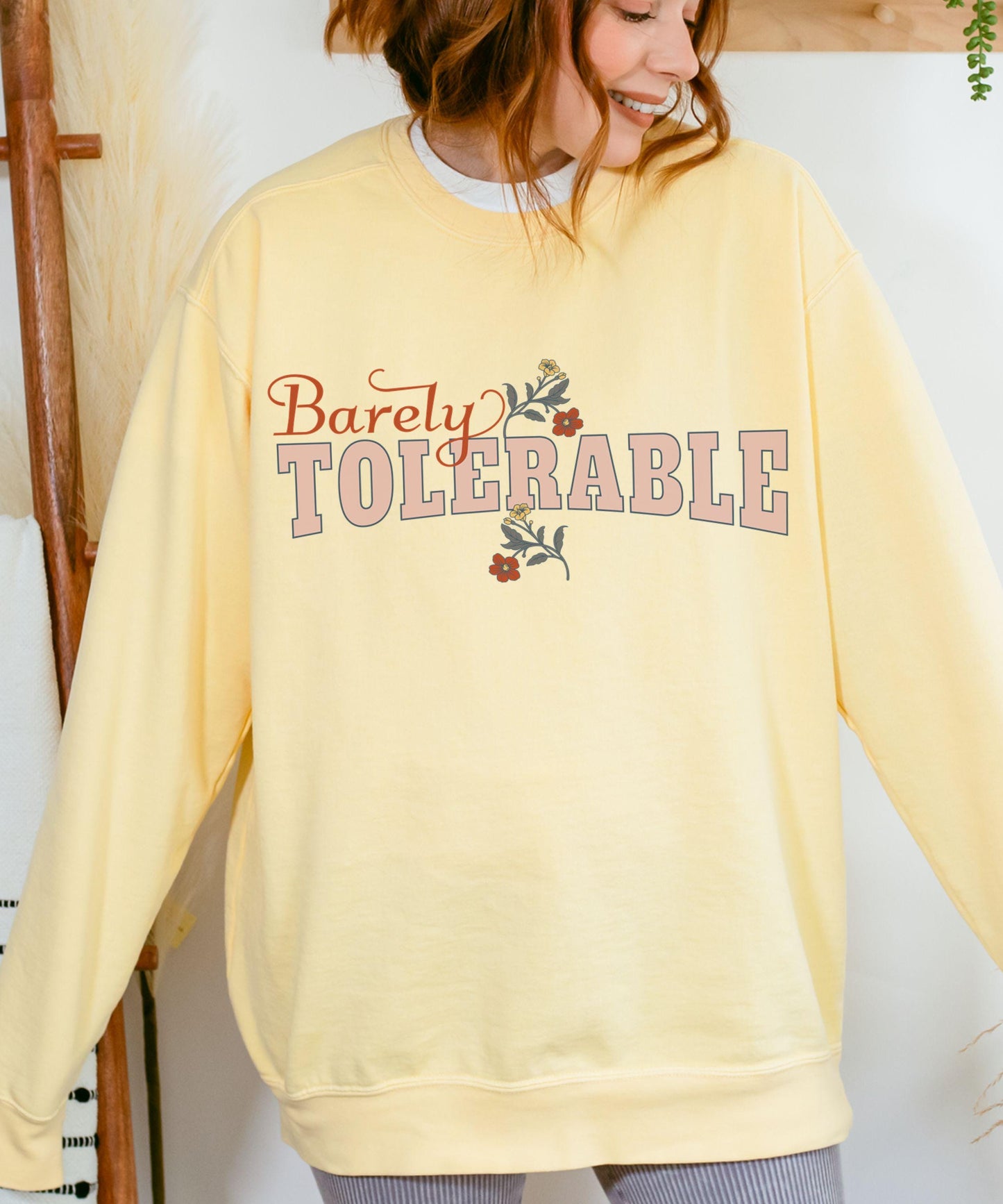 Barely Tolerable Heavyweight Sweatshirt, Jane Austen Shirt Pride and Prejudice Crewneck Literature Quote Regency Romance Sweatshirt