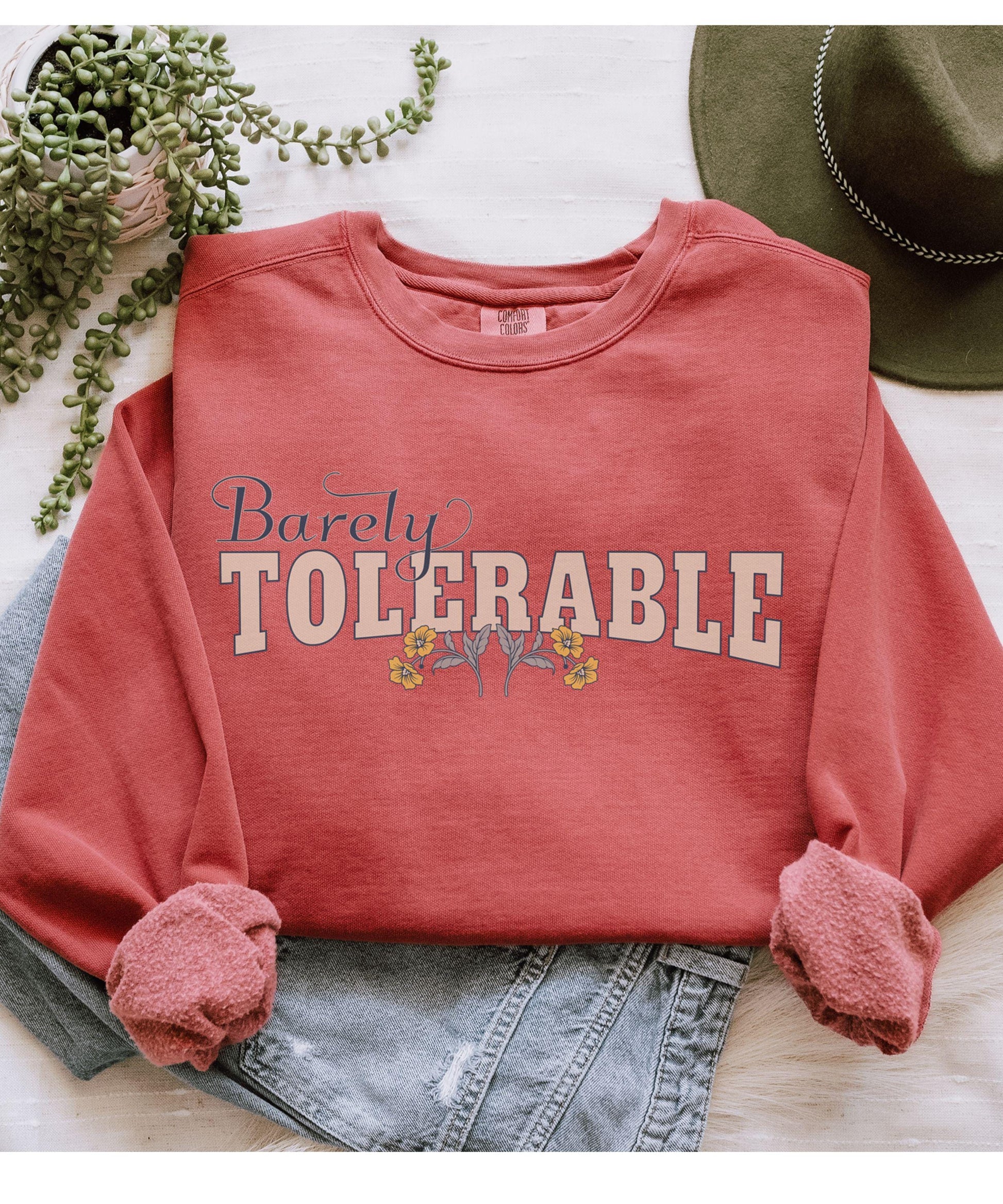 Barely Tolerable Heavyweight Sweatshirt, Jane Austen Shirt Pride and Prejudice Crewneck Literature Quote Regency Romance Sweatshirt