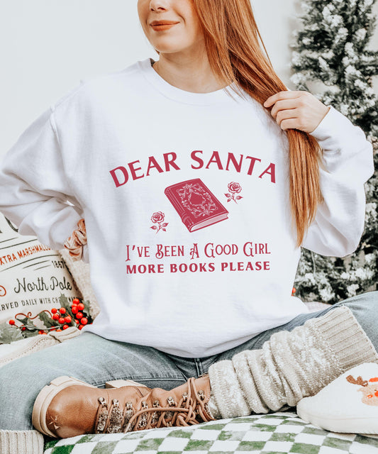 Dear Santa Good Girl Heavyweight Sweatshirt, Dark Romance Reader Sweatshirt, Book Lover Christmas Sweater, Smut Shirt Bookish Holiday Shirt