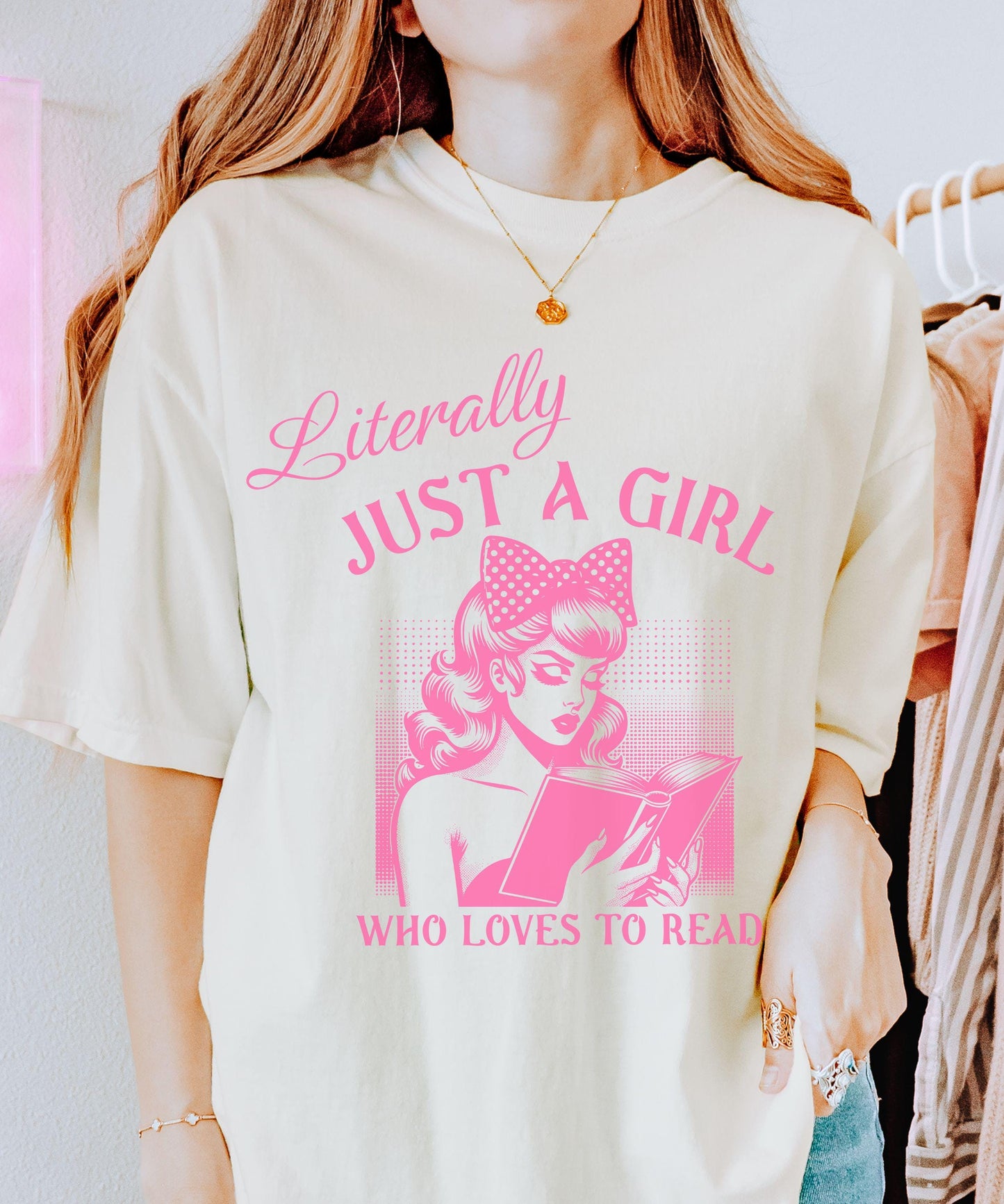 Literally Just a Girl Who Loves To Read Shirt, Romance Book Merch Balletcore Coquette Bow Shirt Book Girly Romantasy Shirt Born To Read