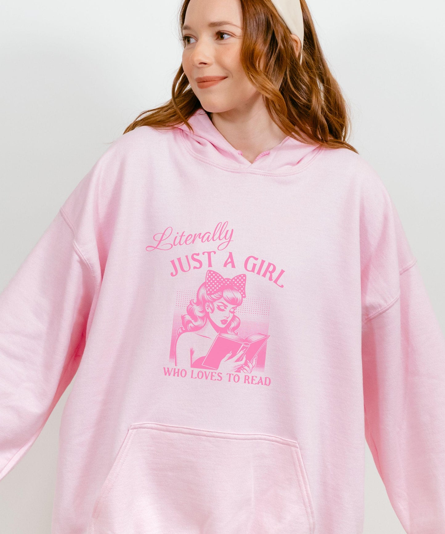 Literally Just a Girl Who Loves To Read Hoodie, Coquette Bow Hoodie, Romantasy Hoodie, Romance Reader Hoodie Book Girly Born To Read