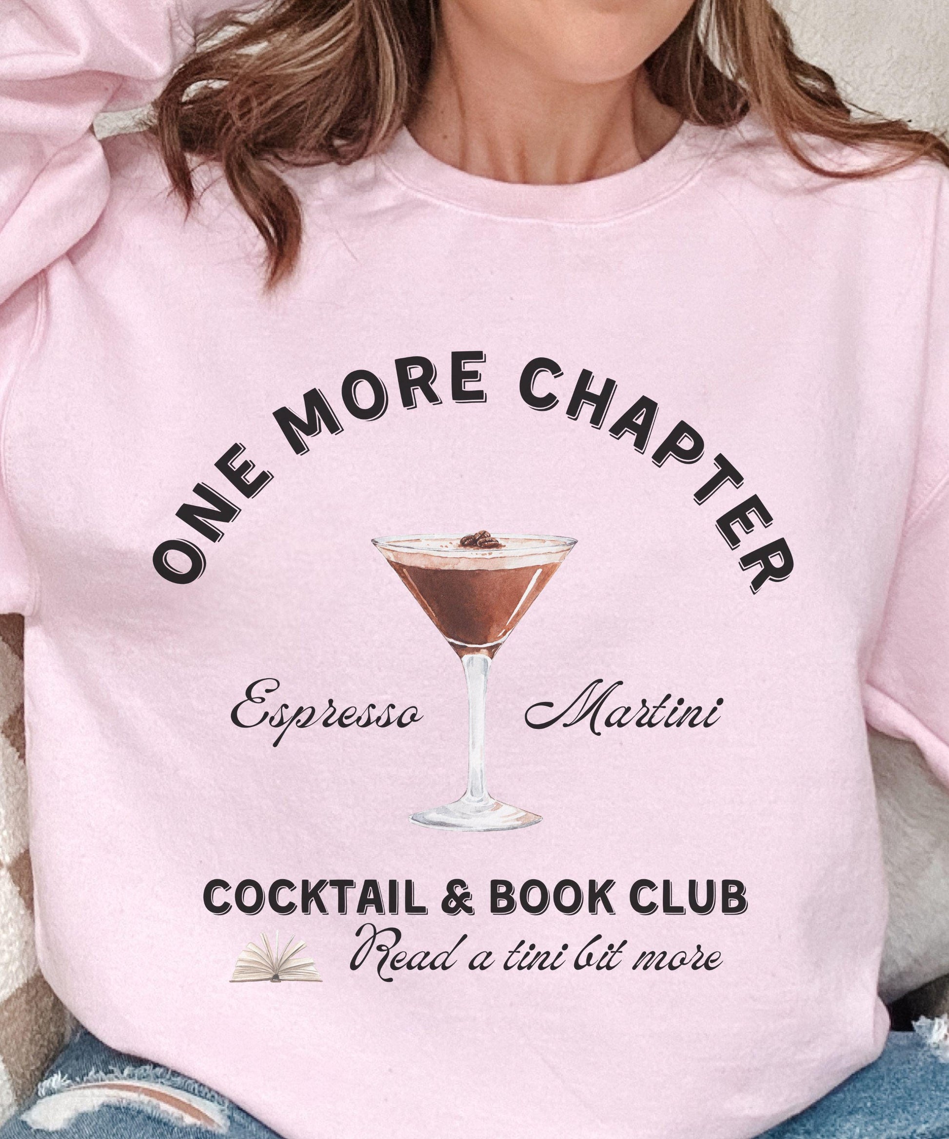 One More Chapter Espresso Martini Cocktail Book Club, Social Club Sweatshirt, Old Money Aesthetic Bookish Clothes, Reading Sweatshirt