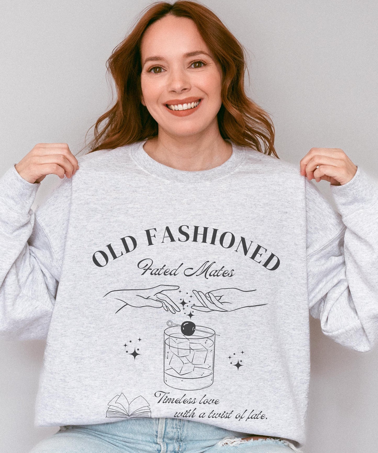 Old Fashioned Fated Mates Book Trope Sweatshirt, Whiskey Reading Sweatshirt Romantasy Reader Gift Fantasy Romance Booklover Sweater