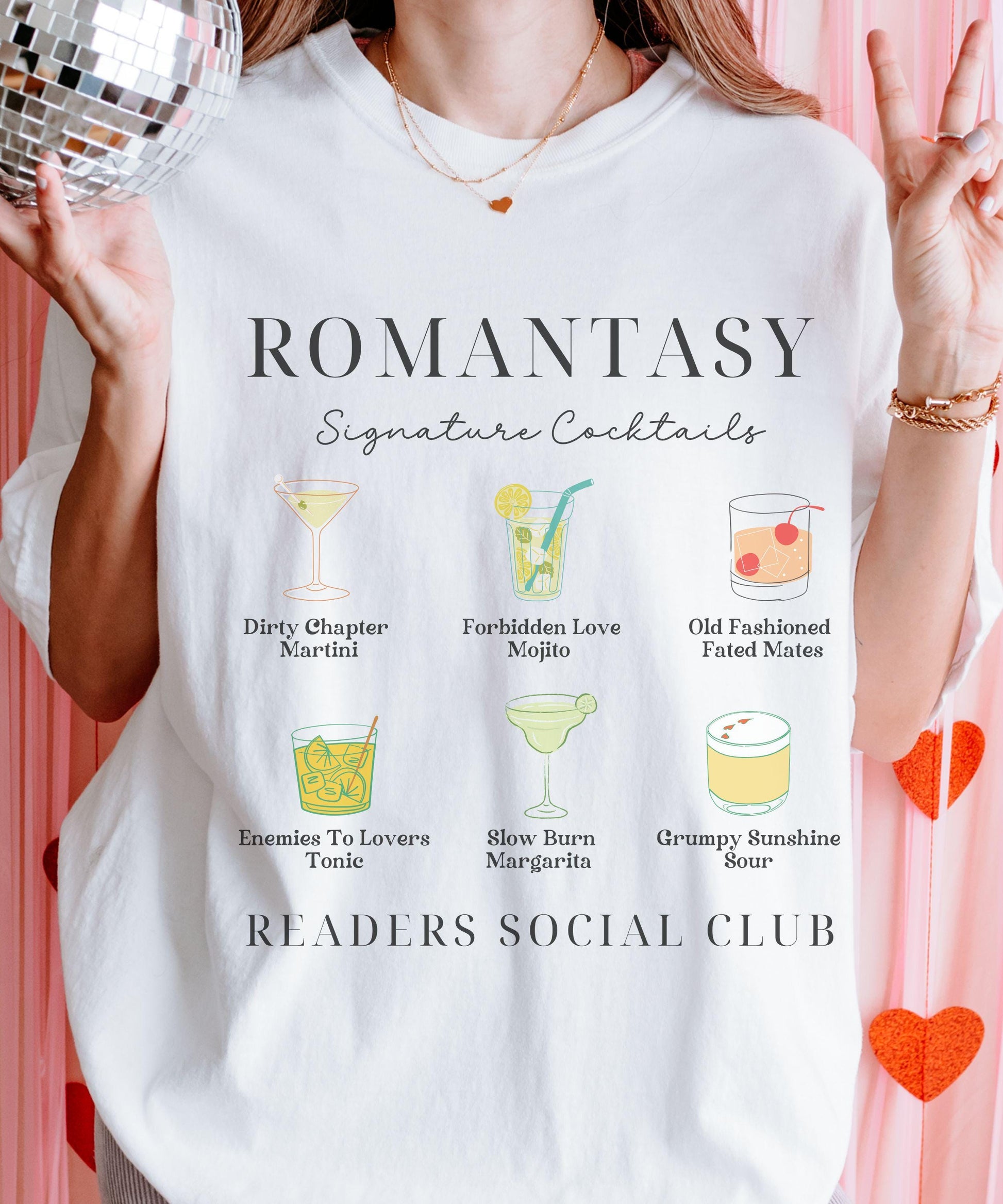 Romantasy Readers Social Club Shirt, Signature Cocktails Bookish Tropes Shirt, Enemies To Lovers Slow Burn Fated Mates Grumpy Sunshine