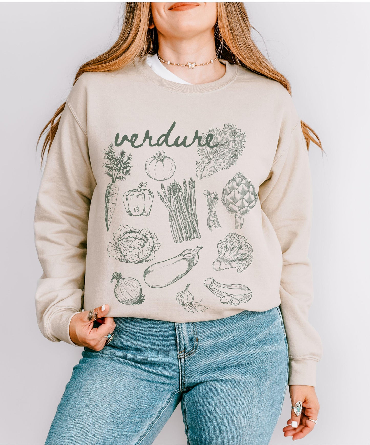 Verdure Italian Vegetables Sweatshirt, Italy Aesthetic Vegetarian Shirt, Old Money Aesthetic Italian Foodie Veggie Sweater Garden Sweatshirt