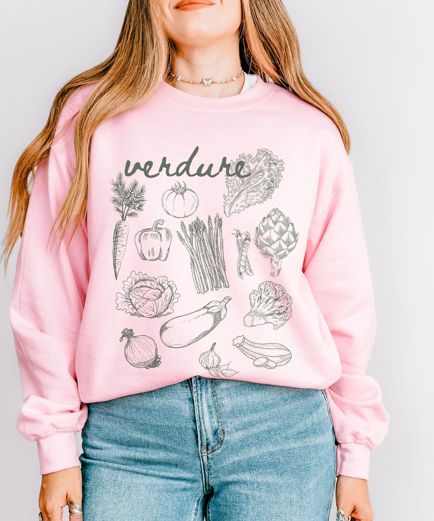 Verdure Italian Vegetables Sweatshirt, Italy Aesthetic Vegetarian Shirt, Old Money Aesthetic Italian Foodie Veggie Sweater Garden Sweatshirt