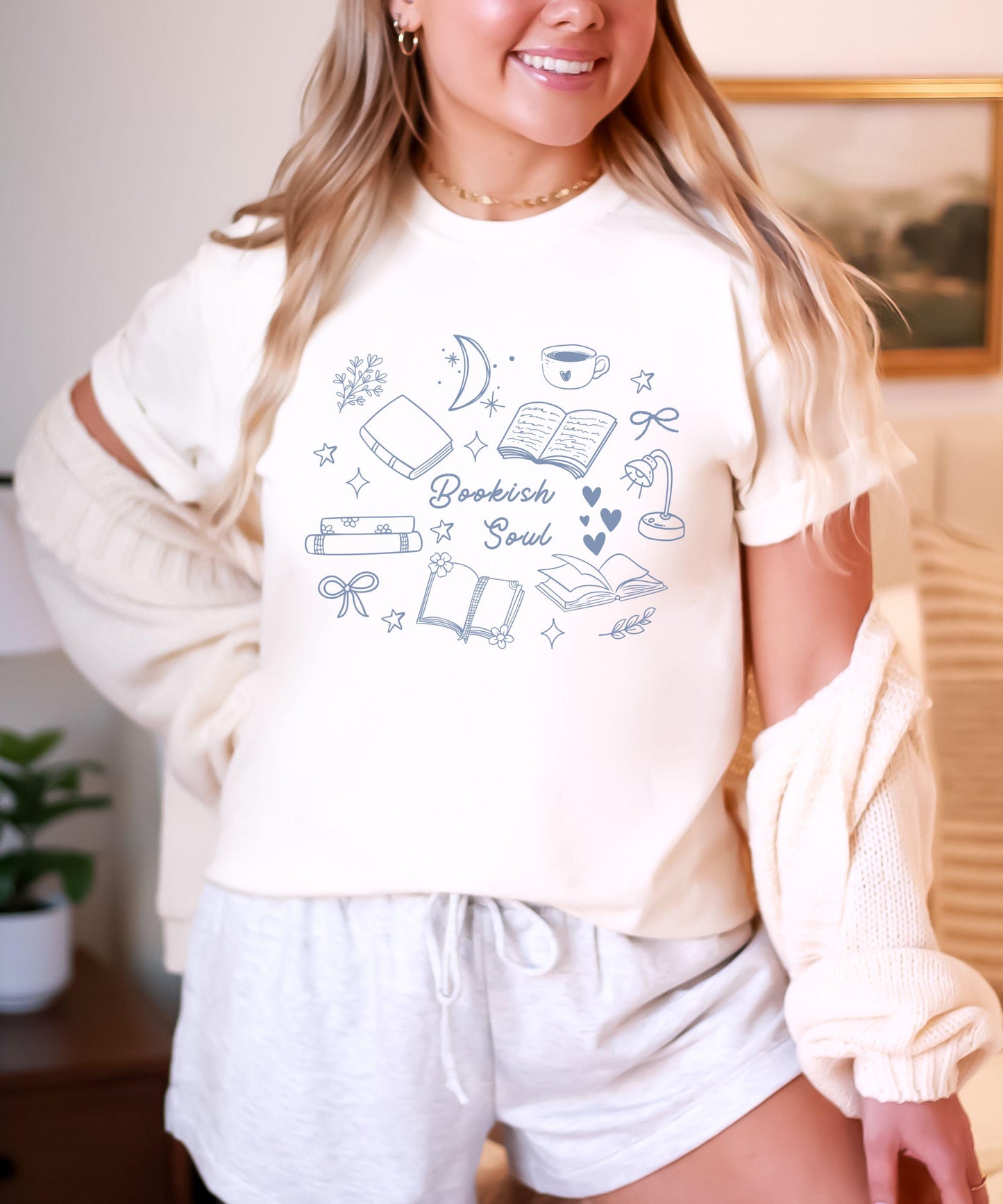 Bookish Soul Shirt, Booklover Shirt Bookish Things Booktrovert Downtown Girl Coquette Bow Shirt Book Doodle Reader Gift Born To Read