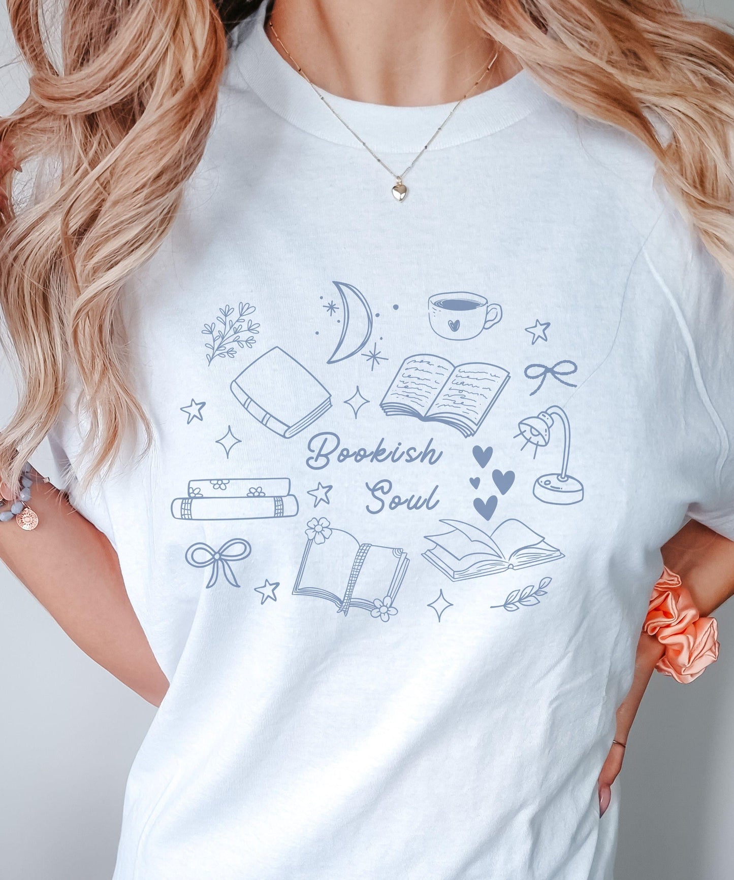 Bookish Soul Shirt, Booklover Shirt Bookish Things Booktrovert Downtown Girl Coquette Bow Shirt Book Doodle Reader Gift Born To Read