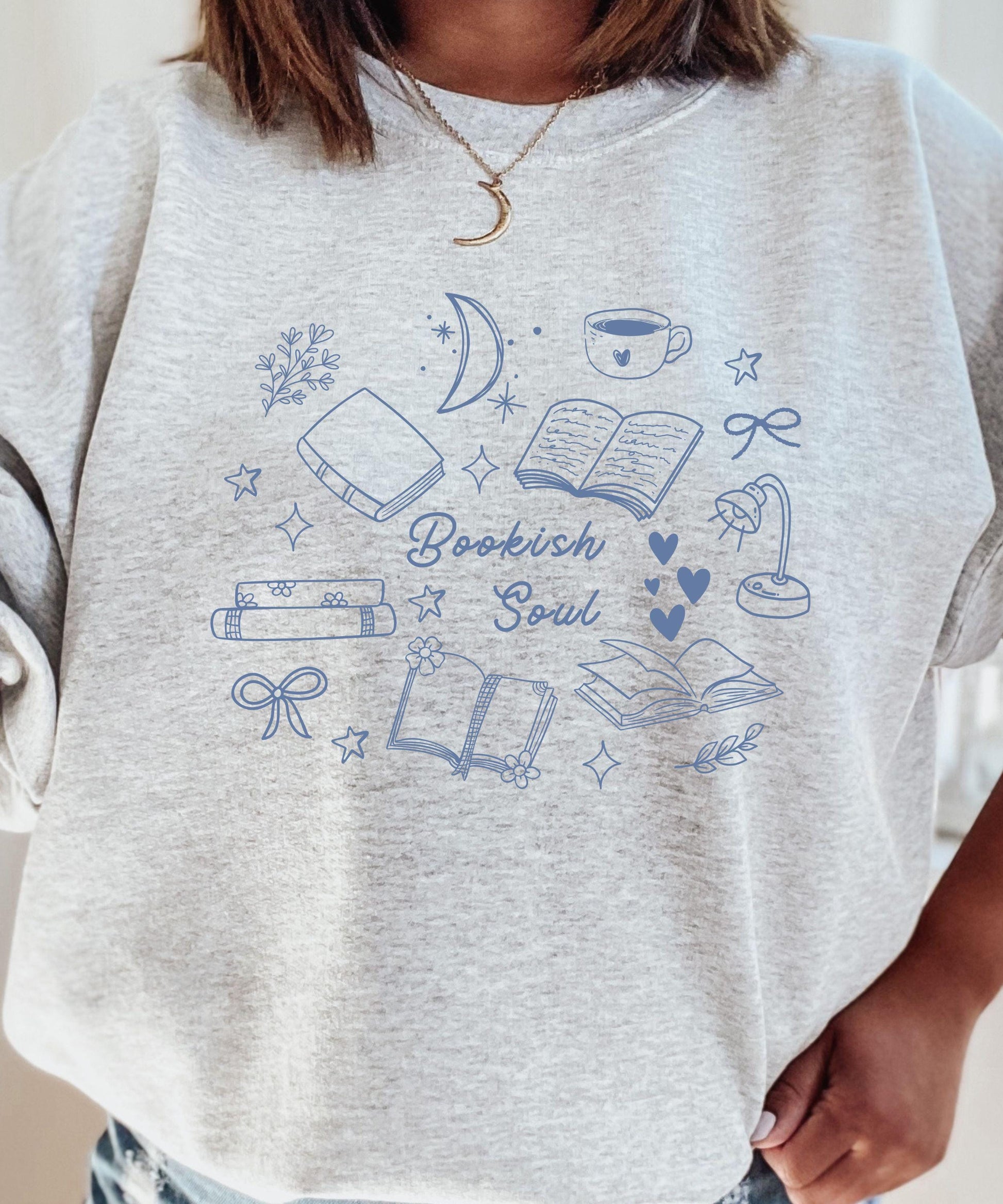 Bookish Soul Sweatshirt, Booklover Sweater Bookish Things Booktrovert Downtown Girl Coquette Bow Sweatshirt Born To Read Library Sweatshirt