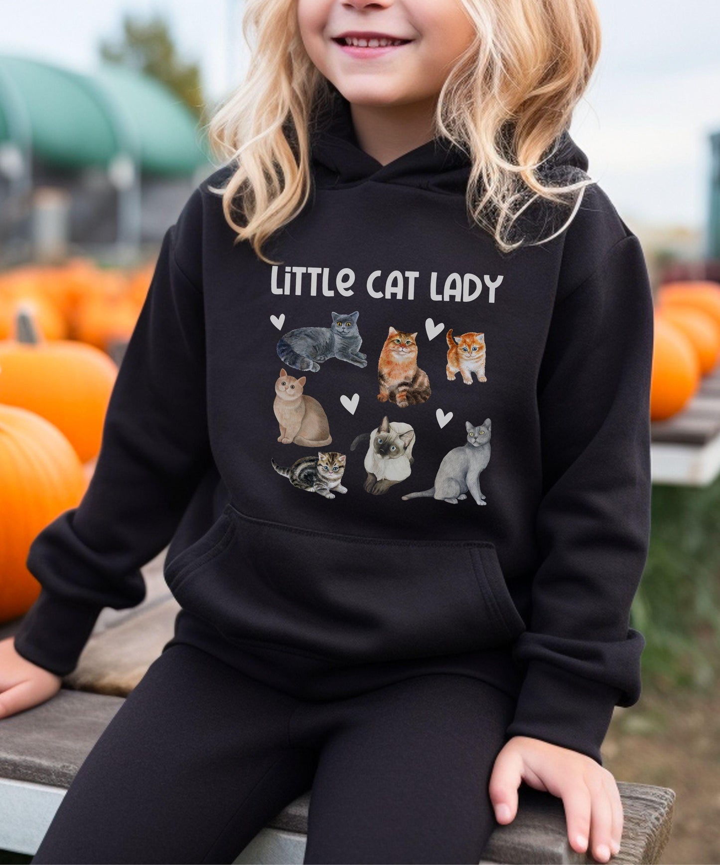 Little Cat Lady Hoodie, Kids Cat Hoodie for Toddler Cat Lover Gifts Girl Kitten Shirt Cat Sweatshirt Girls Cat Shirts for Girl