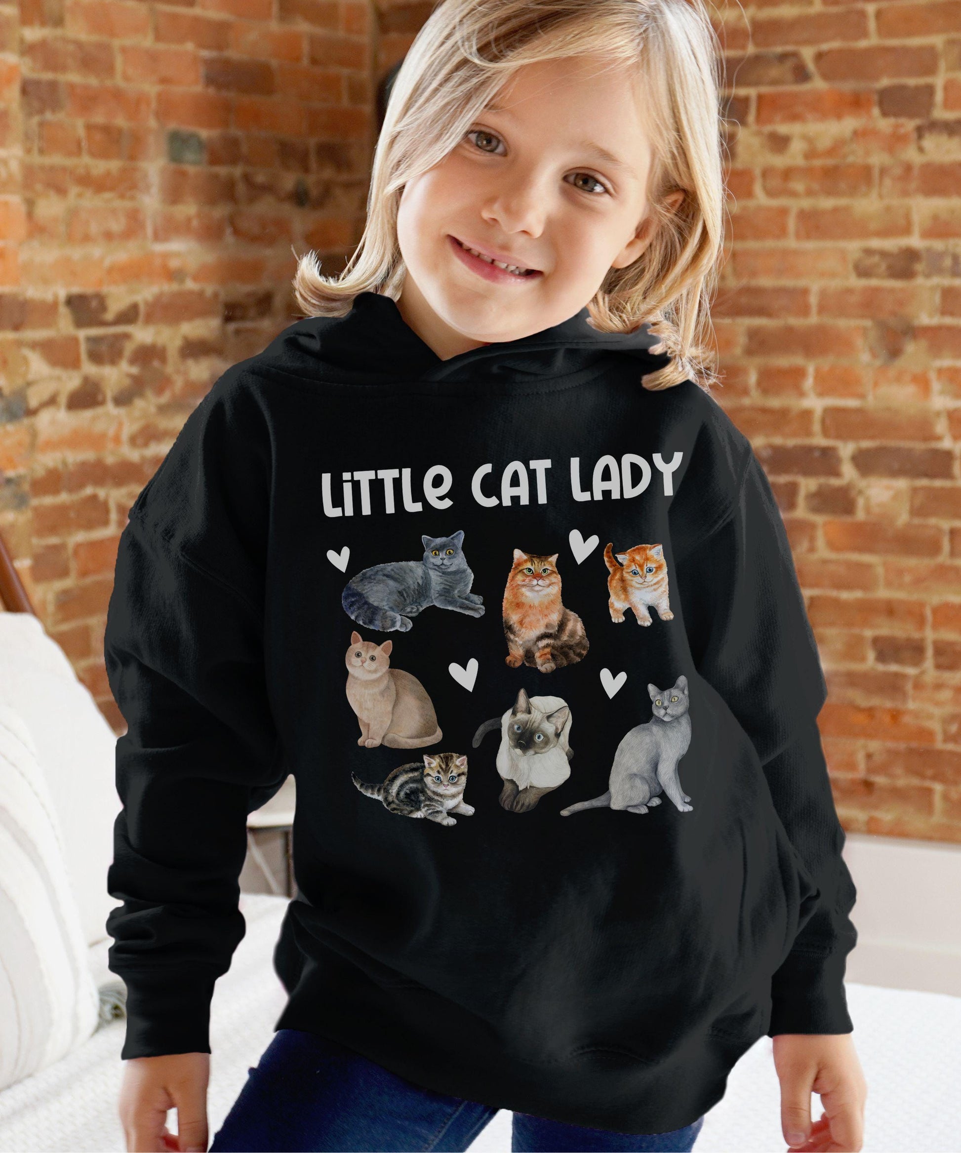 Little Cat Lady Hoodie, Kids Cat Hoodie for Toddler Cat Lover Gifts Girl Kitten Shirt Cat Sweatshirt Girls Cat Shirts for Girl