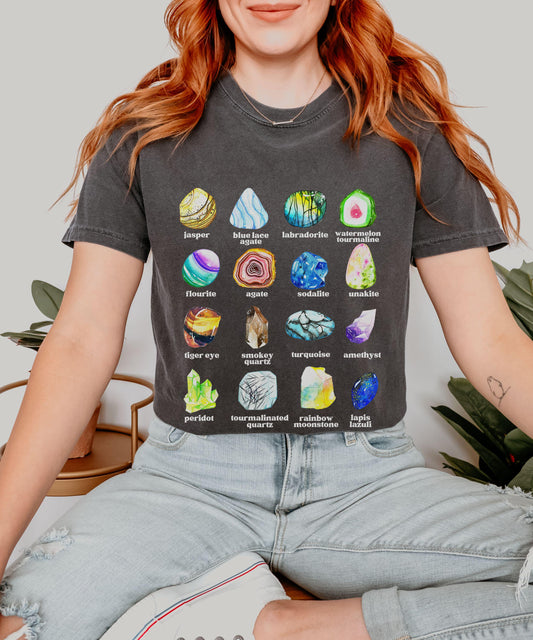 Gemstone Shirt, Comfort Colors Gems and Minerals Shirt Crystals Tshirt Naturecore Shirt Granola Girl Shirt Geology Gifts, Rockhound Tshirt