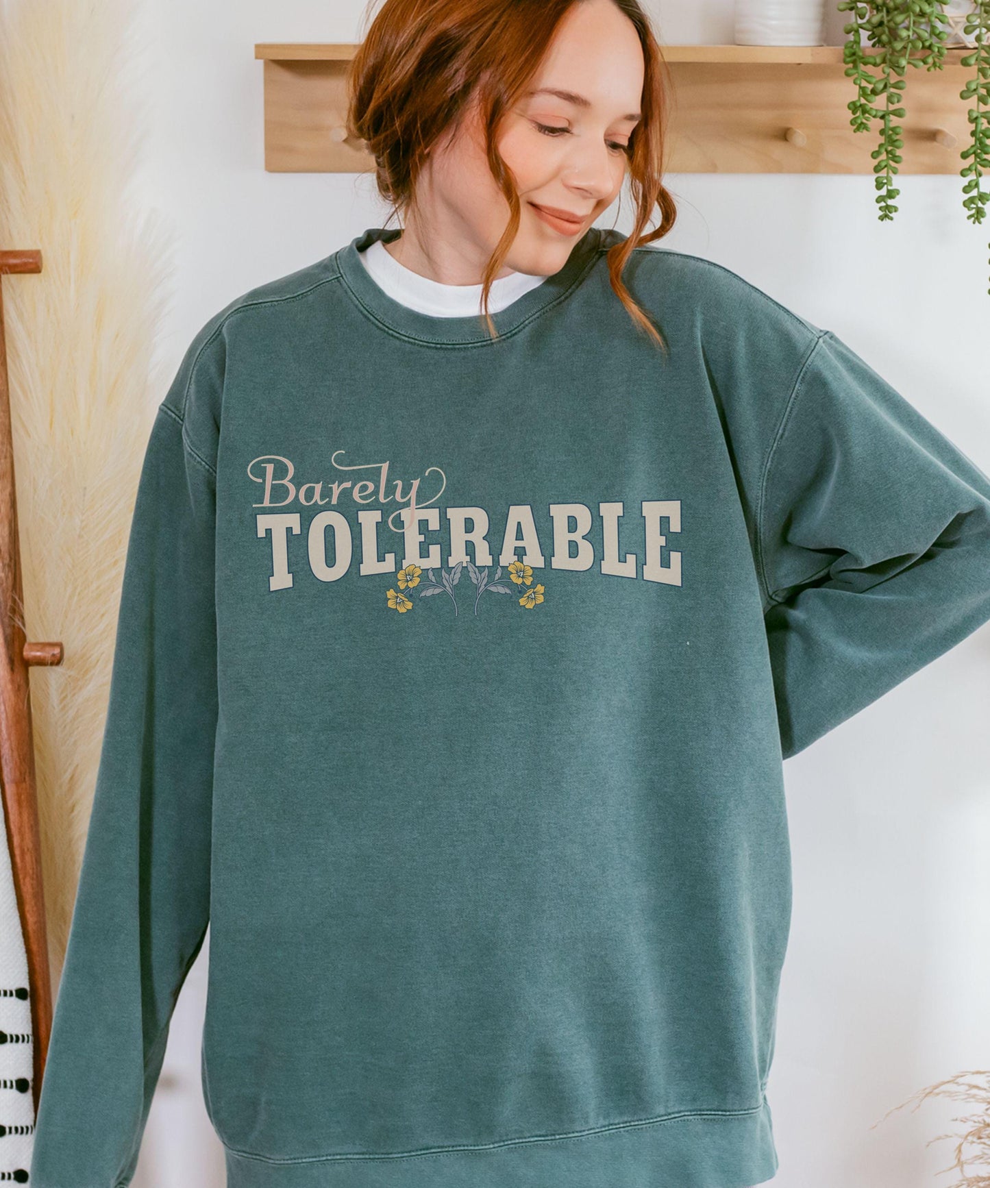 Barely Tolerable Heavyweight Sweatshirt, Jane Austen Shirt Pride and Prejudice Crewneck Literature Quote Regency Romance Sweatshirt