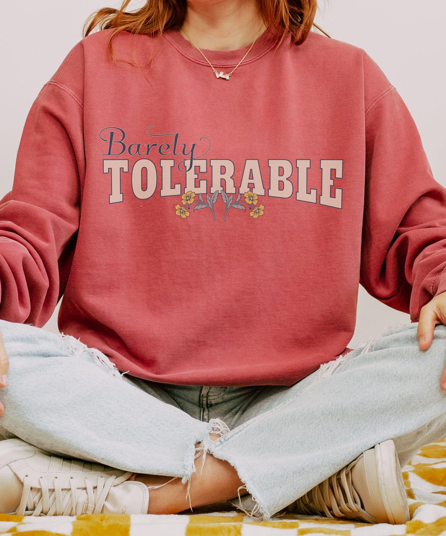 Barely Tolerable Heavyweight Sweatshirt, Jane Austen Shirt Pride and Prejudice Crewneck Literature Quote Regency Romance Sweatshirt