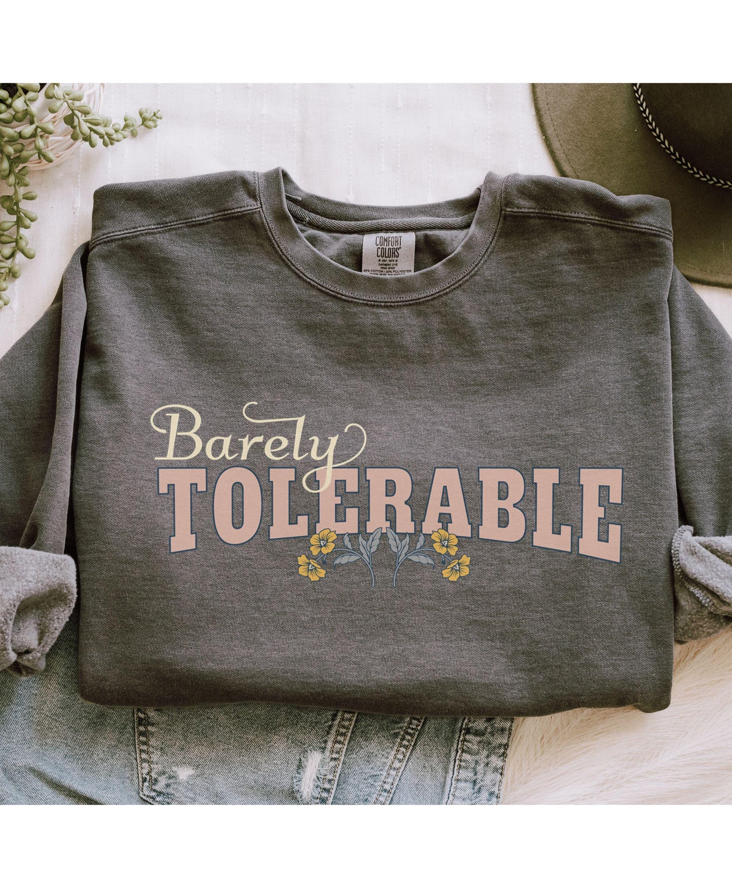 Barely Tolerable Heavyweight Sweatshirt, Jane Austen Shirt Pride and Prejudice Crewneck Literature Quote Regency Romance Sweatshirt