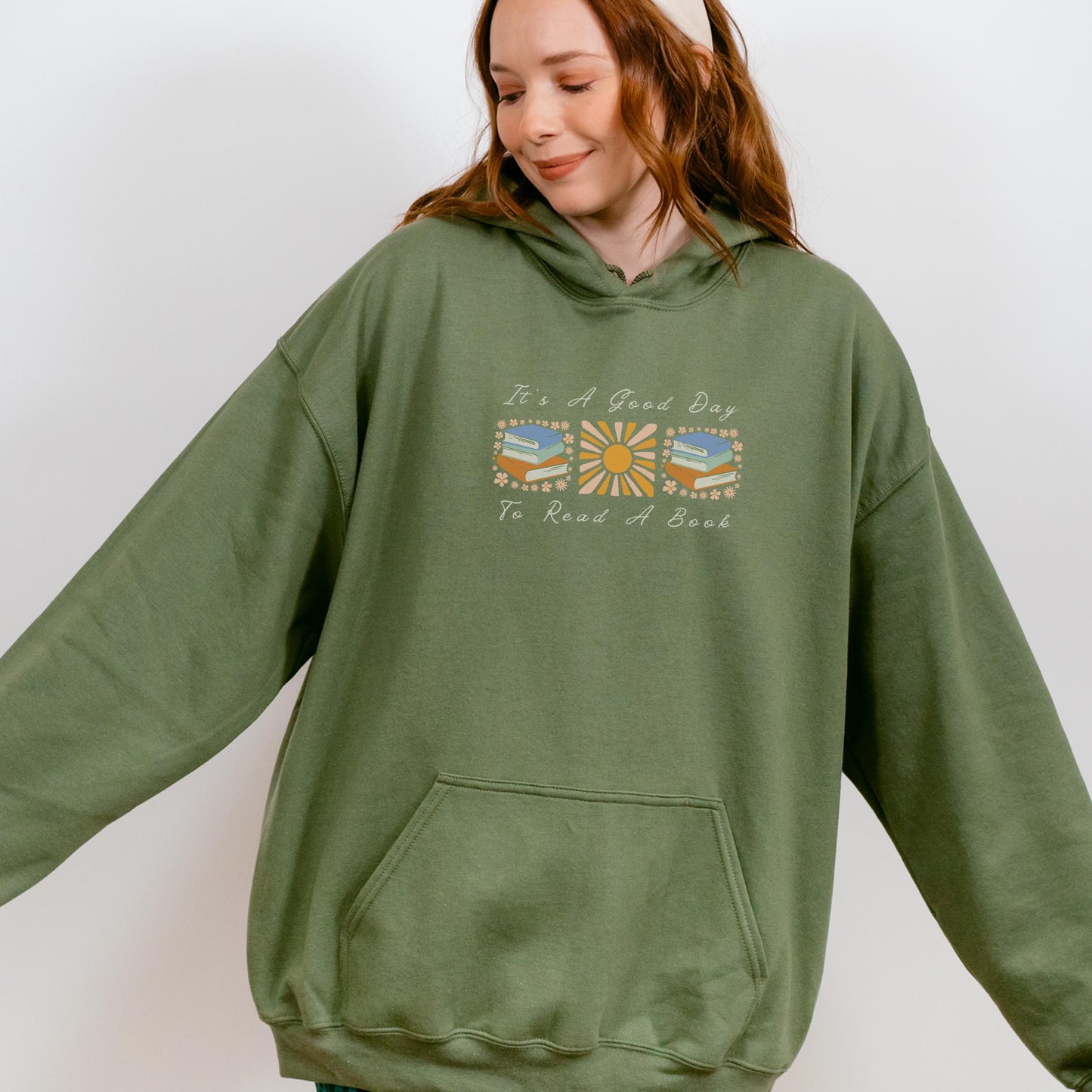 It's A Good Day To Read A Book Hoodie, Book lover Sweathirt Bookish Gifts Library Sweatshirt, Boho Sunshine Hoodie Literature Sweatshirt