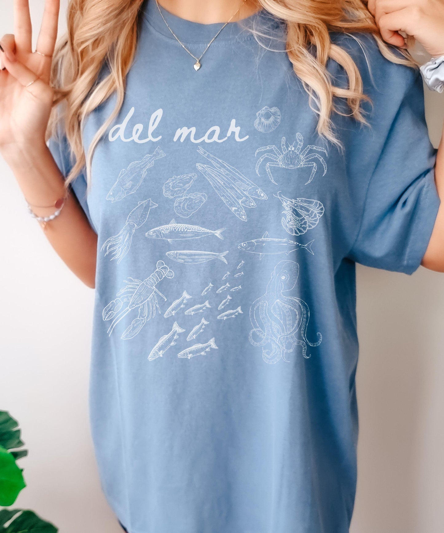 Del Mar Italian Ocean Fish Shirt, Sardines Lobster Squid Crustacean Ocean Core Shirt Sea Animals Seafood Ocean Tshirt Old Money Aesthetic