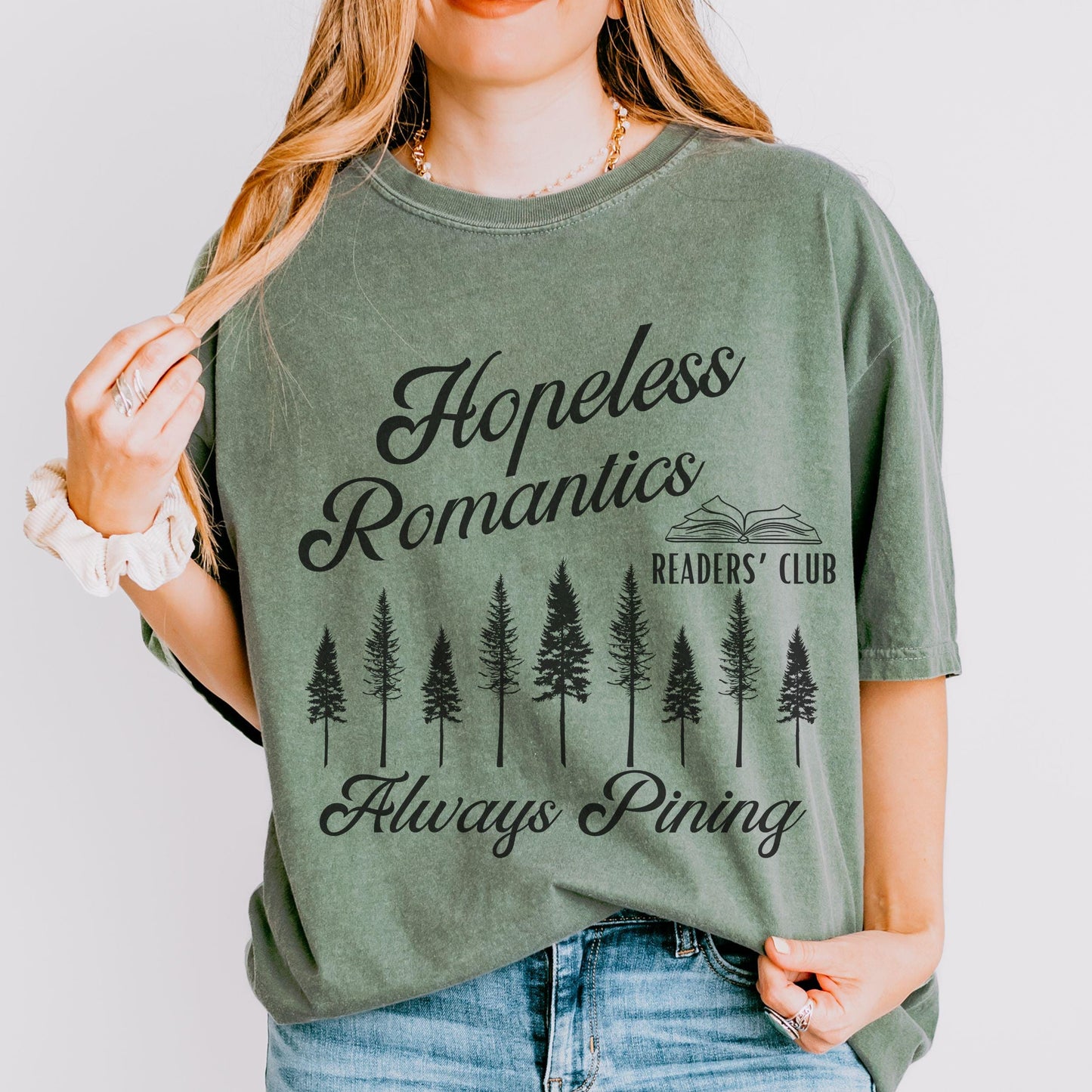 Hopeless Romantics Readers Club Shirt, Pine Tree Shirt Dark Romance Romantasy Reader Shirt Nature Granola Girl Bookcore Tee, Bookish Gifts