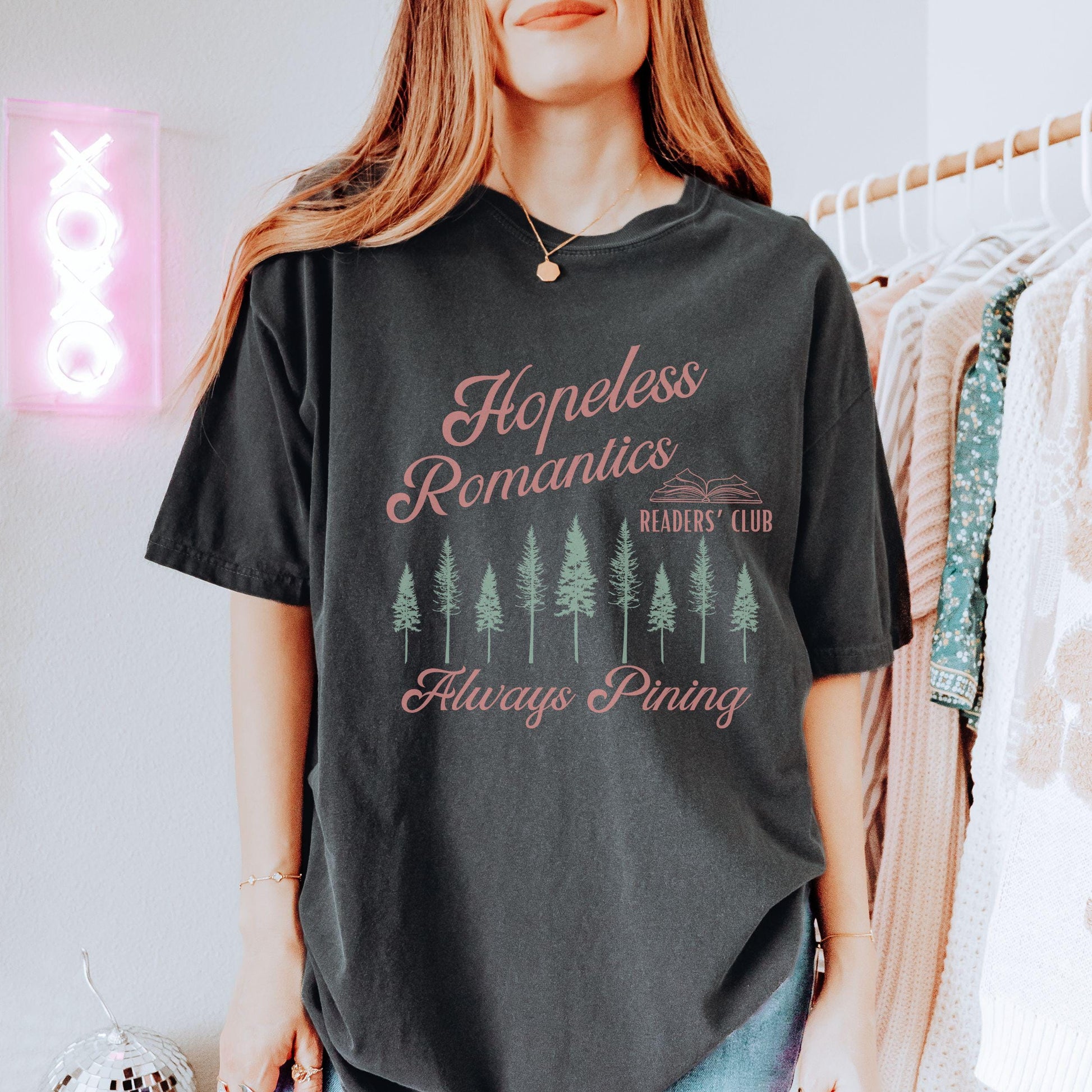 Hopeless Romantics Readers Club Shirt, Pine Tree Shirt Dark Romance Romantasy Reader Shirt Nature Granola Girl Bookcore Tee, Bookish Gifts