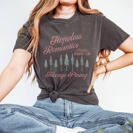 Hopeless Romantics Readers Club Shirt, Pine Tree Shirt Dark Romance Romantasy Reader Shirt Nature Granola Girl Bookcore Tee, Bookish Gifts