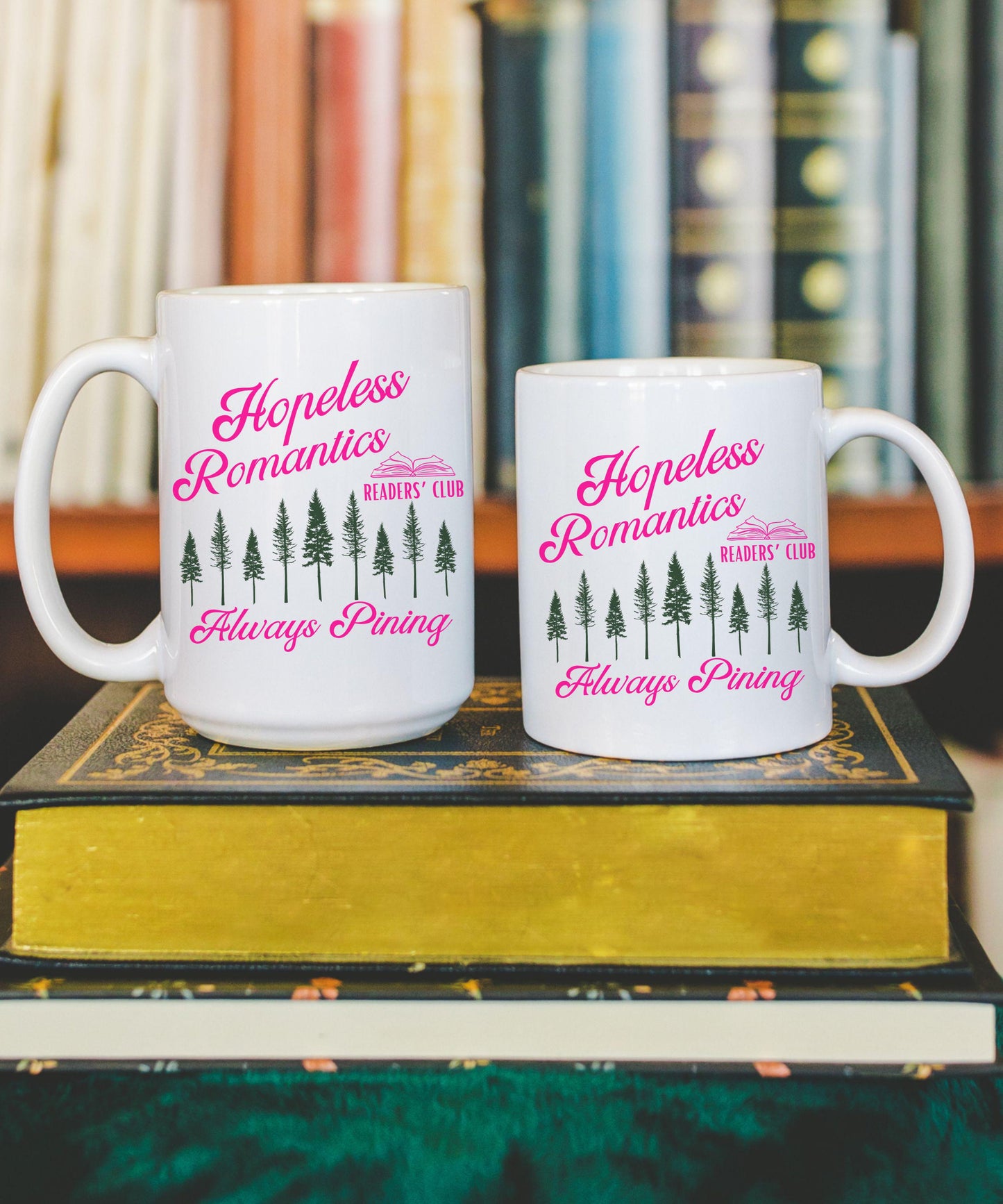 Hopeless Romantics Reader Club Mug, Book Lover Mug Pine Tree Fantasy Romance Reader Coffee Mug Romantasy Nature Bookish Mug Bookish Cup