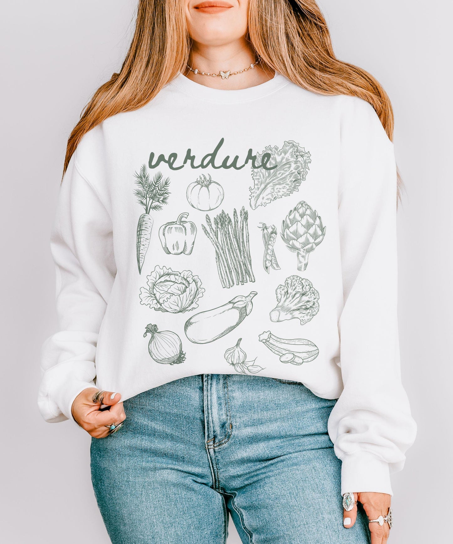 Verdure Italian Vegetables Sweatshirt, Italy Aesthetic Vegetarian Shirt, Old Money Aesthetic Italian Foodie Veggie Sweater Garden Sweatshirt