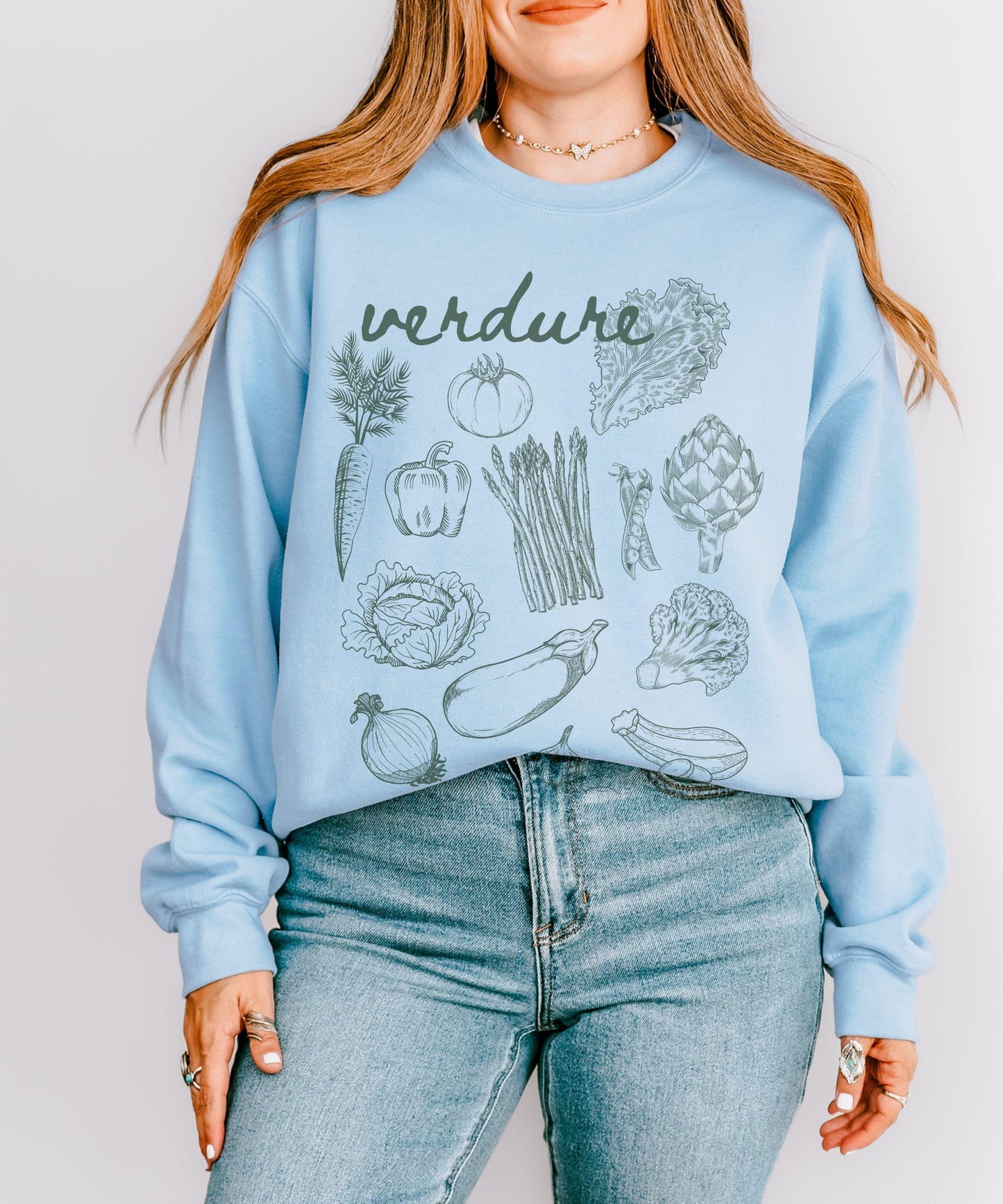 Verdure Italian Vegetables Sweatshirt, Italy Aesthetic Vegetarian Shirt, Old Money Aesthetic Italian Foodie Veggie Sweater Garden Sweatshirt