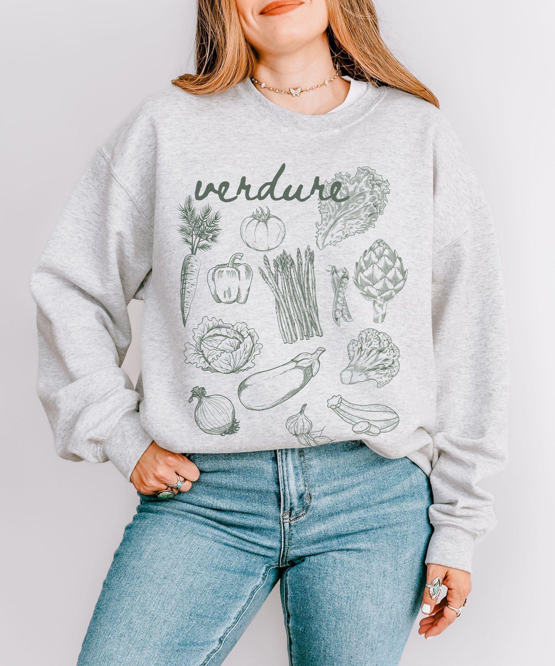 Verdure Italian Vegetables Sweatshirt, Italy Aesthetic Vegetarian Shirt, Old Money Aesthetic Italian Foodie Veggie Sweater Garden Sweatshirt