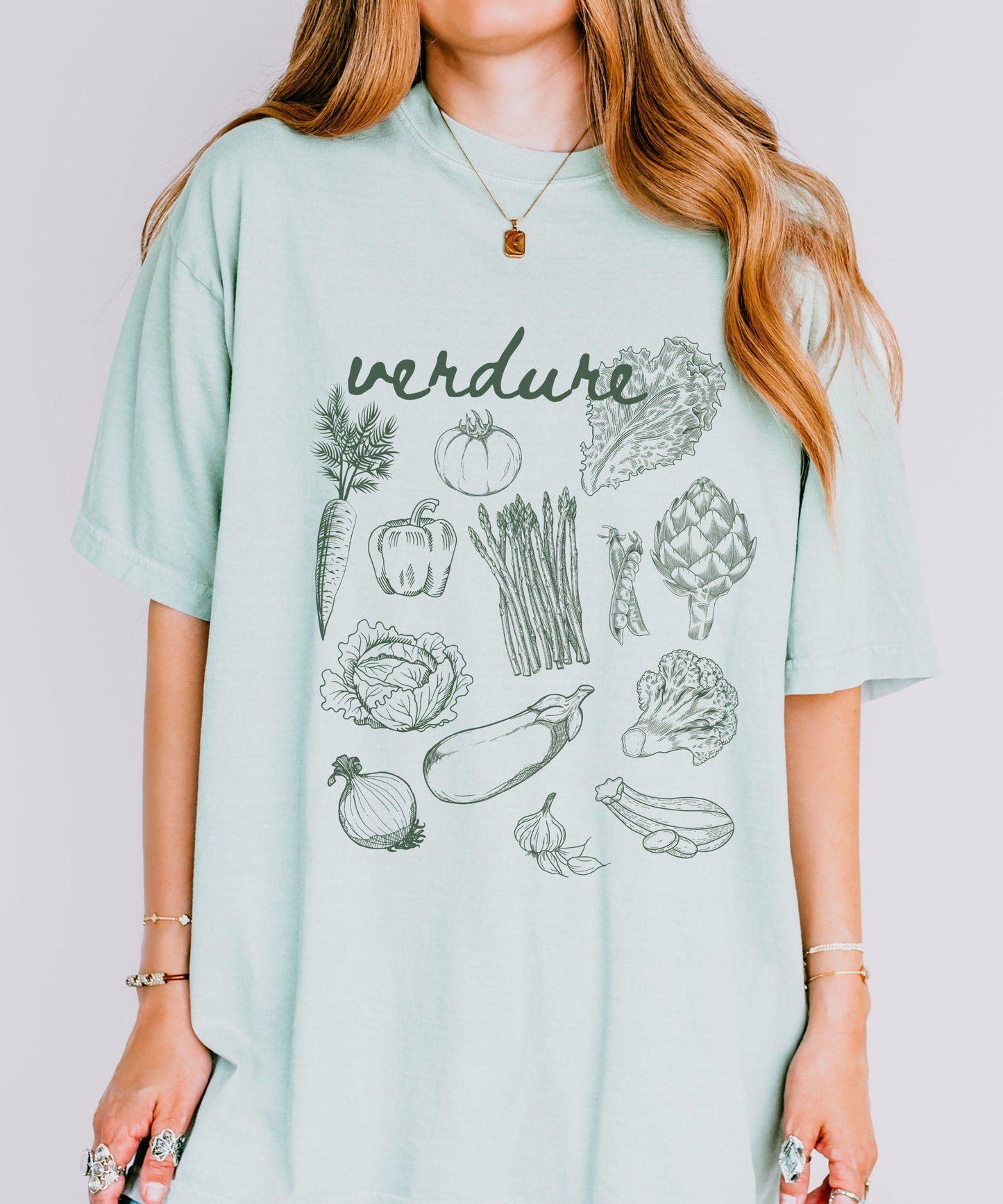 Italian Verdure Vegetables Shirt, Veggies Italy Aesthetic Vegetarian Shirt Italian Foodie Garden Shirt Old Money Aparagus Eggplant Shirt