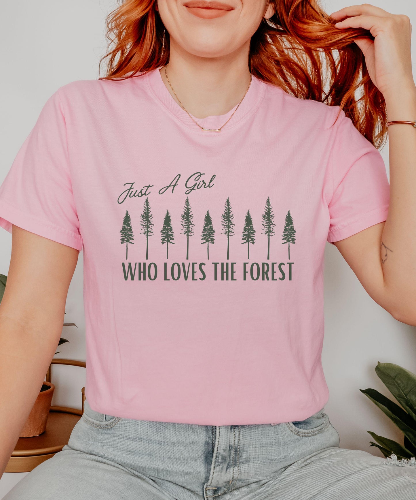 Just A Girl Who Loves The Forest Shirt Naturecore Granola Girl Tshirt, ForestCore Shirt Goblincore Clothes Nature Lover Moss Girl