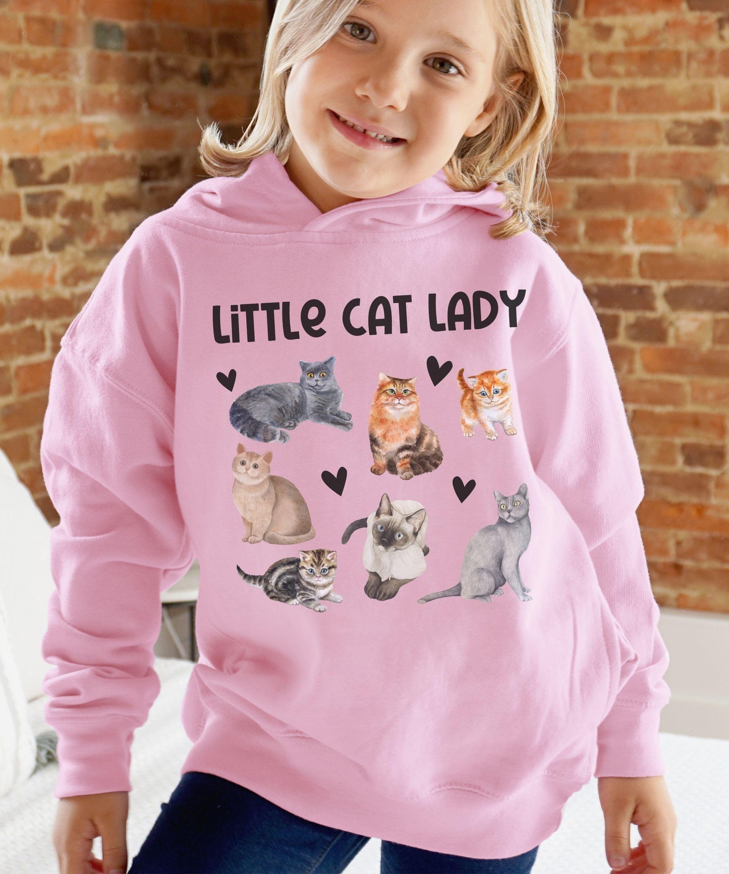 Little Cat Lady Hoodie, Kids Cat Hoodie for Toddler Cat Lover Gifts Girl Kitten Shirt Cat Sweatshirt Girls Cat Shirts for Girl