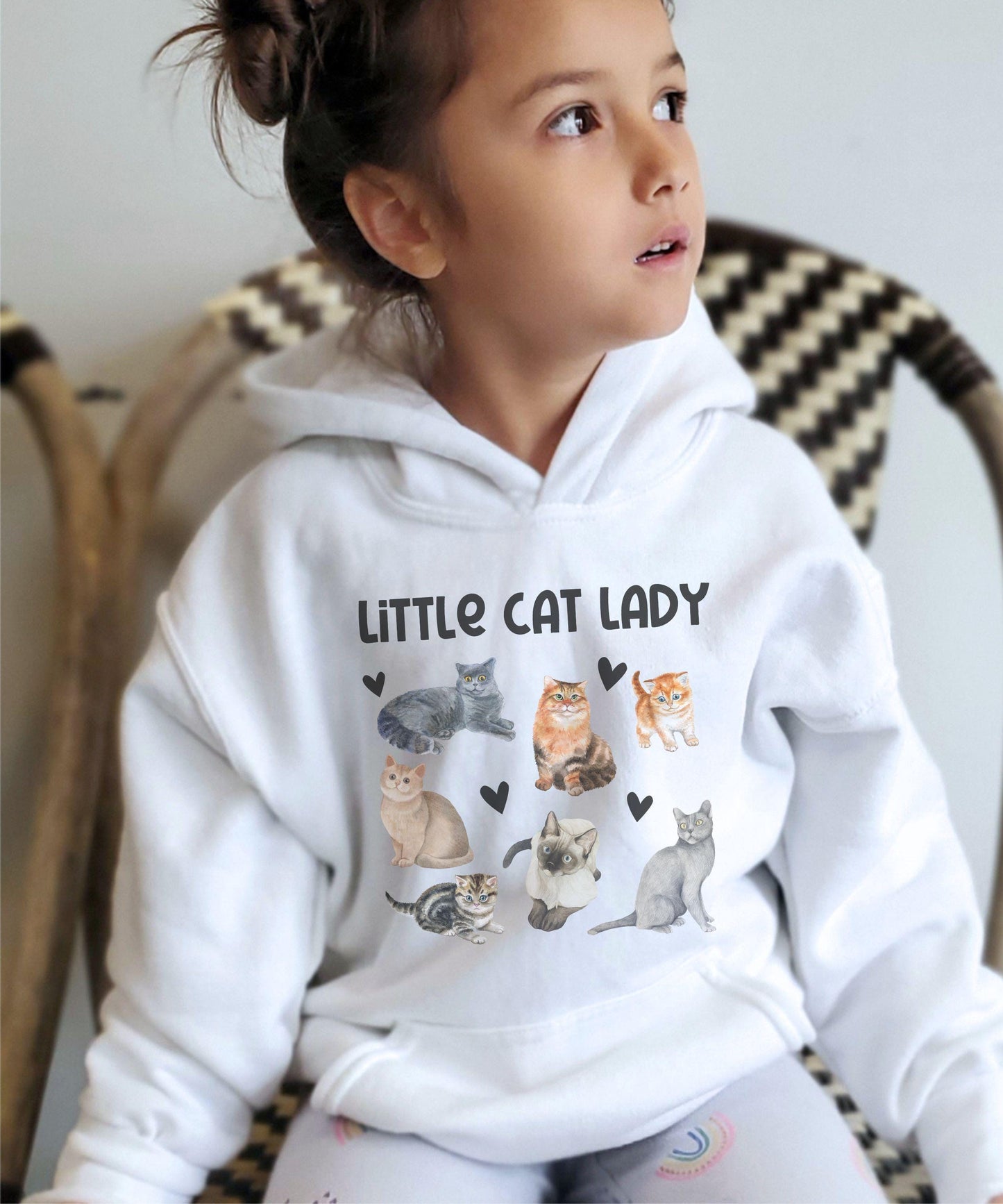 Little Cat Lady Hoodie, Kids Cat Hoodie for Toddler Cat Lover Gifts Girl Kitten Shirt Cat Sweatshirt Girls Cat Shirts for Girl