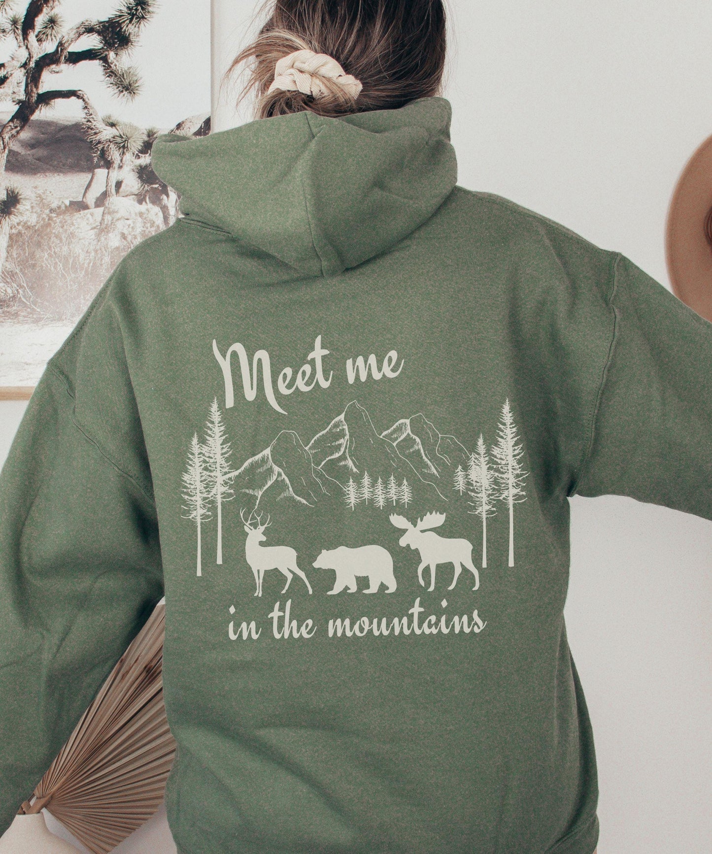 Meet Me In The Mountains Nature Core Granola Girl Hoodie, Colorado Sweatshirt Bear Deer Moose Hoodie Mountain Sweatshirt Hiking Hoodie