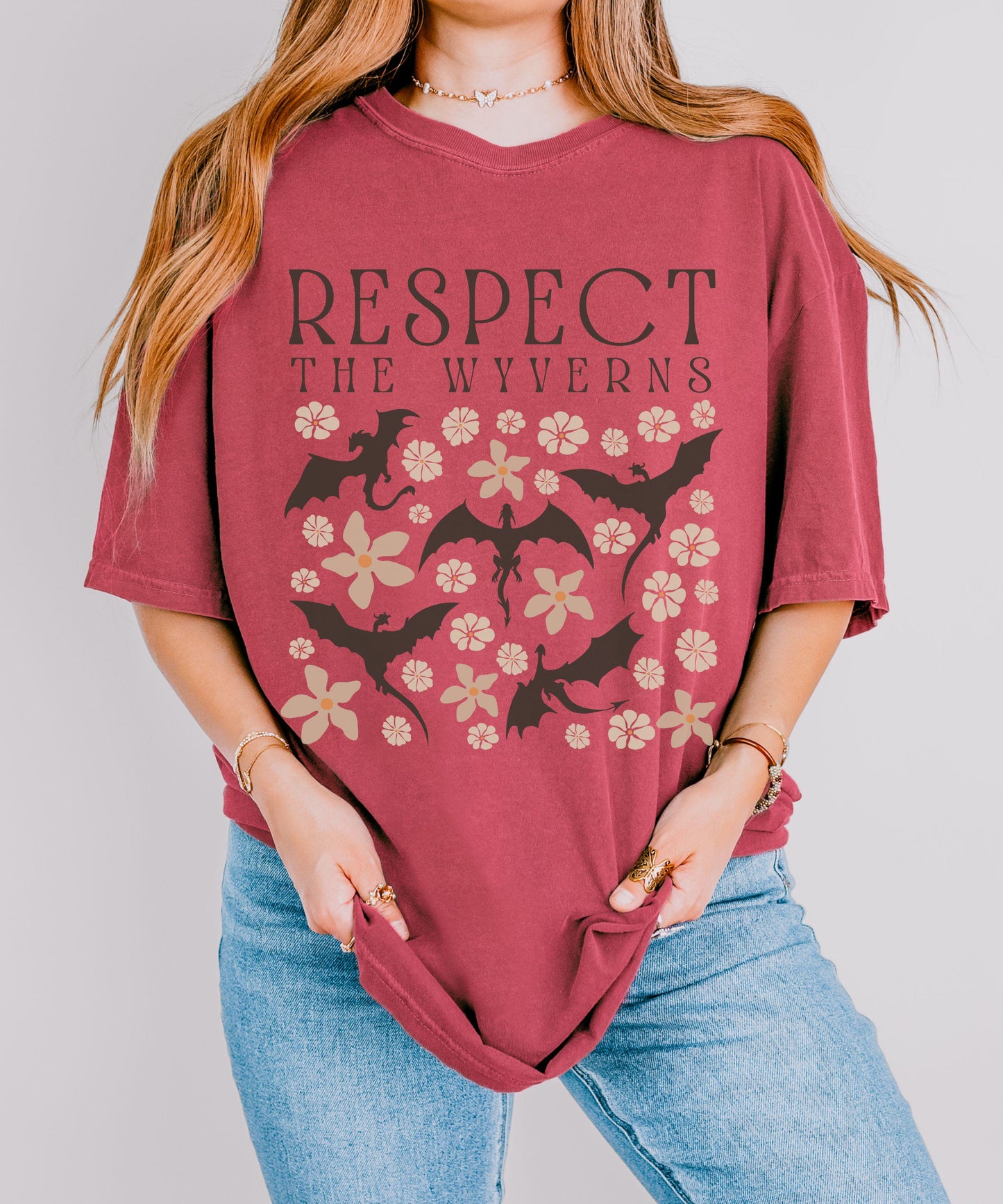 Respect The Wyverns Shirt, Romantasy Reader Tee Flower Wyvern Tshirt, Bookish Whimsigoth Clothing Fantasy Romance Dragon Shirt Bookcore Gift