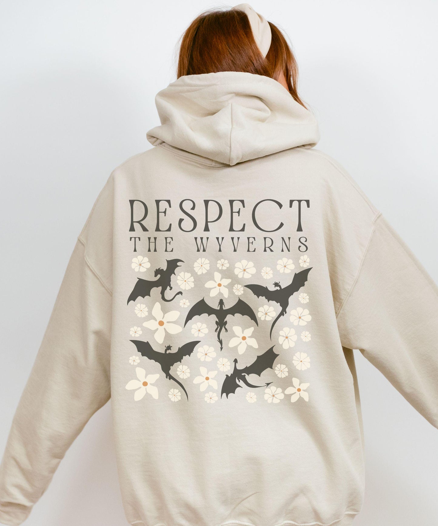 Respect The Wyverns Hoodie, Wyvern Sweatshirt Romantasy Reader Floral Bookish Whimsigoth Clothing Fantasy Romance Dragon Shirt Bookcore Gift