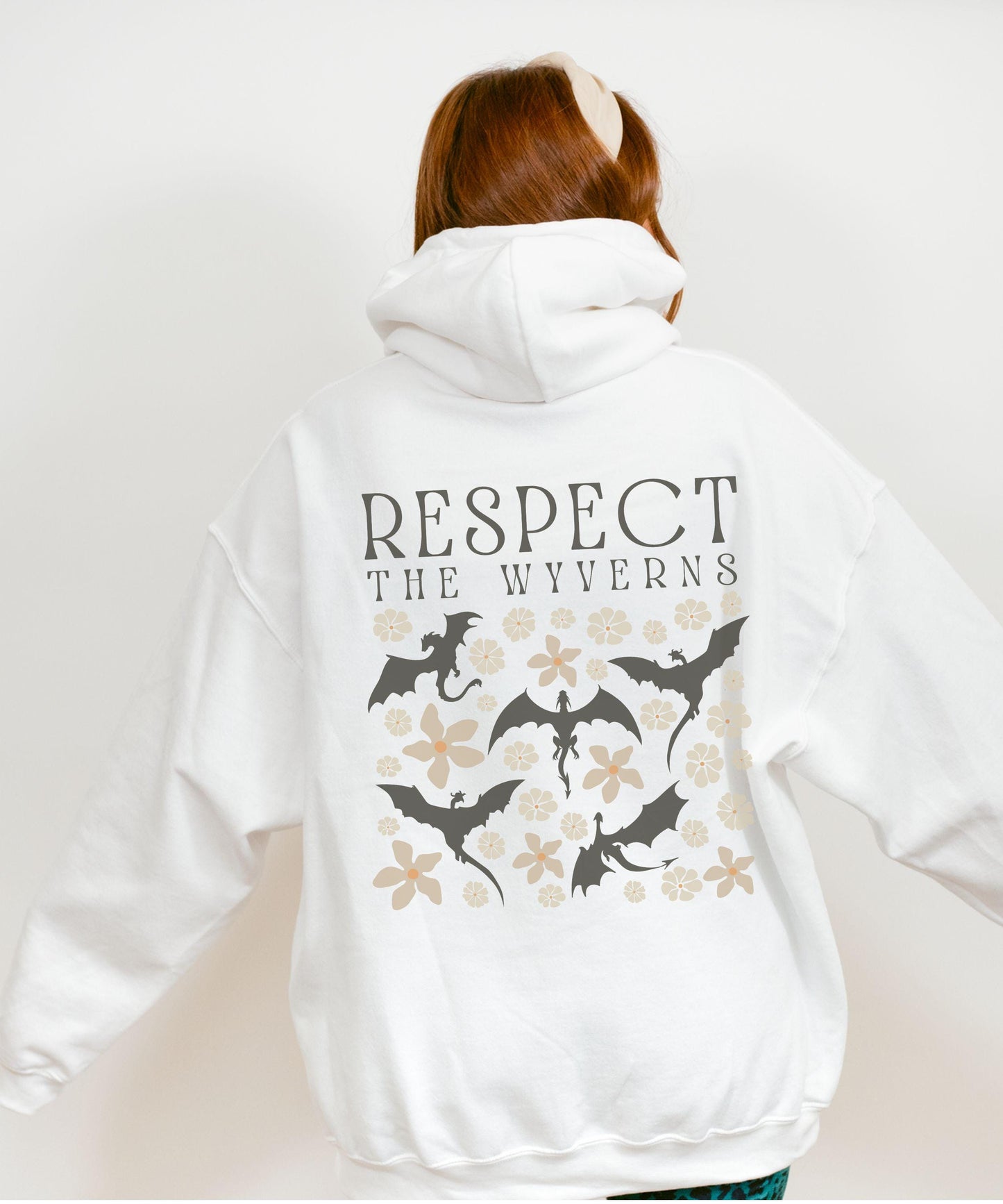 Respect The Wyverns Hoodie, Wyvern Sweatshirt Romantasy Reader Floral Bookish Whimsigoth Clothing Fantasy Romance Dragon Shirt Bookcore Gift