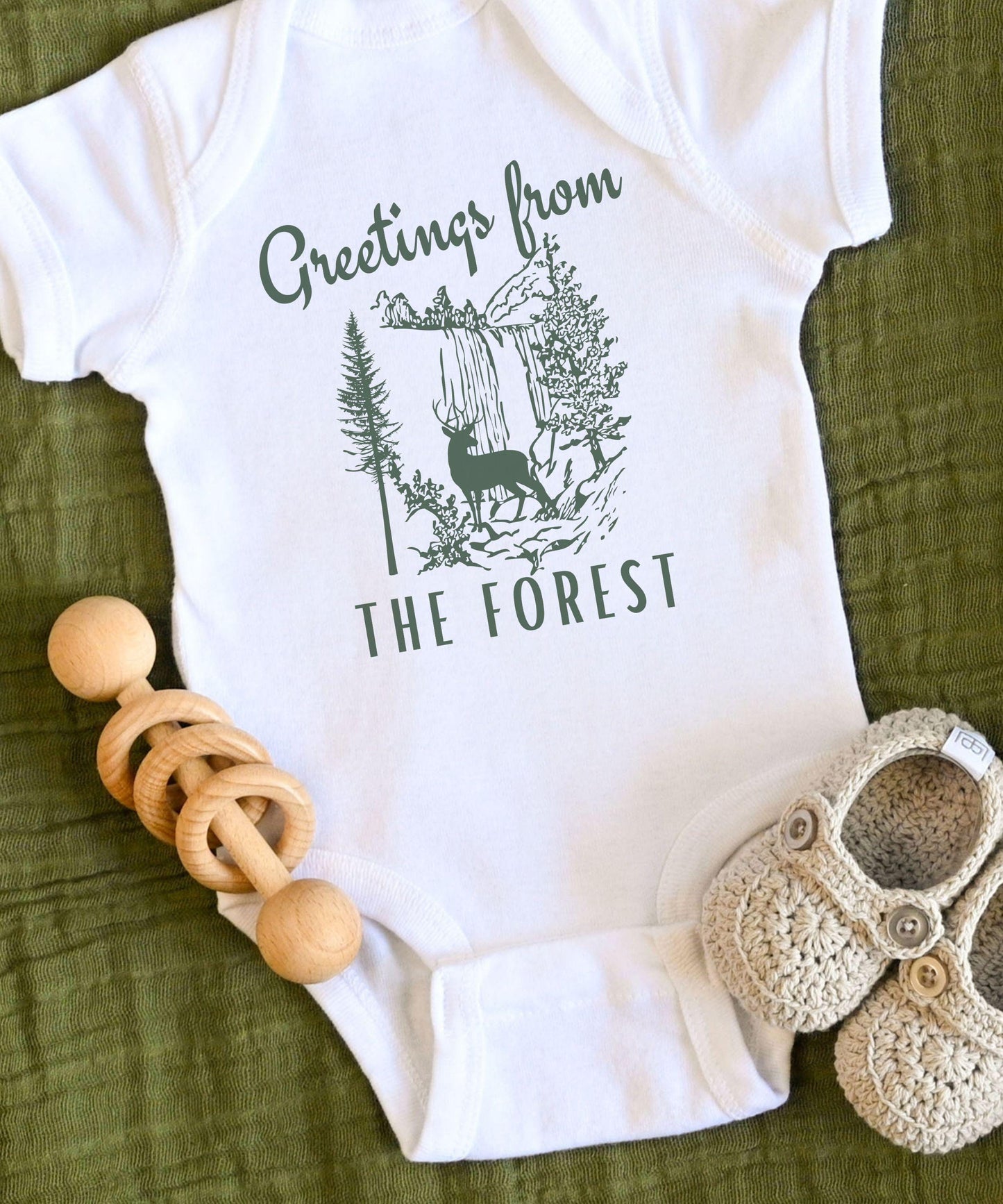 Greetings From The Forest Baby Bodysuit, Forest Core Baby Clothes Naturecore Baby Nature Lover Baby Gift Granola Girl Forest Animal Shirt