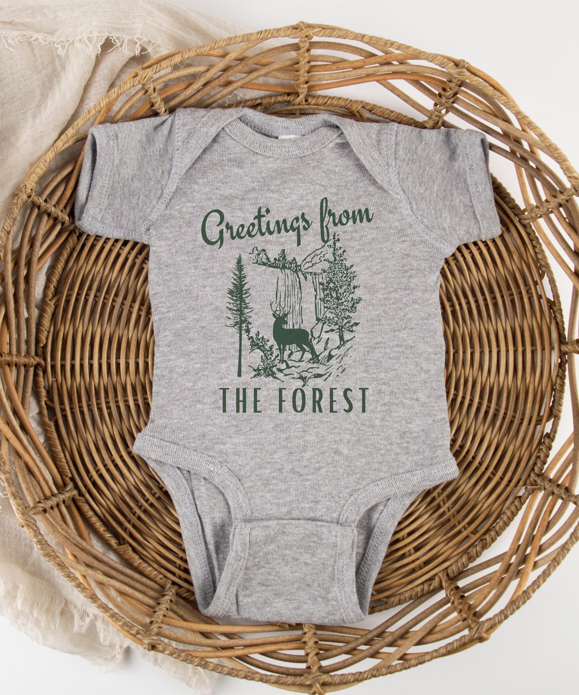 Greetings From The Forest Baby Bodysuit, Forest Core Baby Clothes Naturecore Baby Nature Lover Baby Gift Granola Girl Forest Animal Shirt