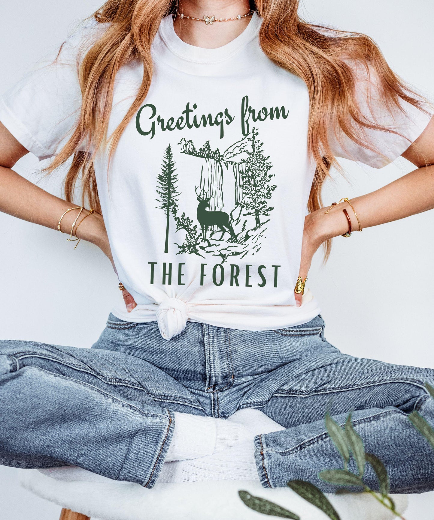 Waterfall Shirt Forest Core Naturecore Nature Lover Granola Girl Forest Animal Deer Sweatshirt Ecology Shirt Camping Tshirt Hiking Shirt