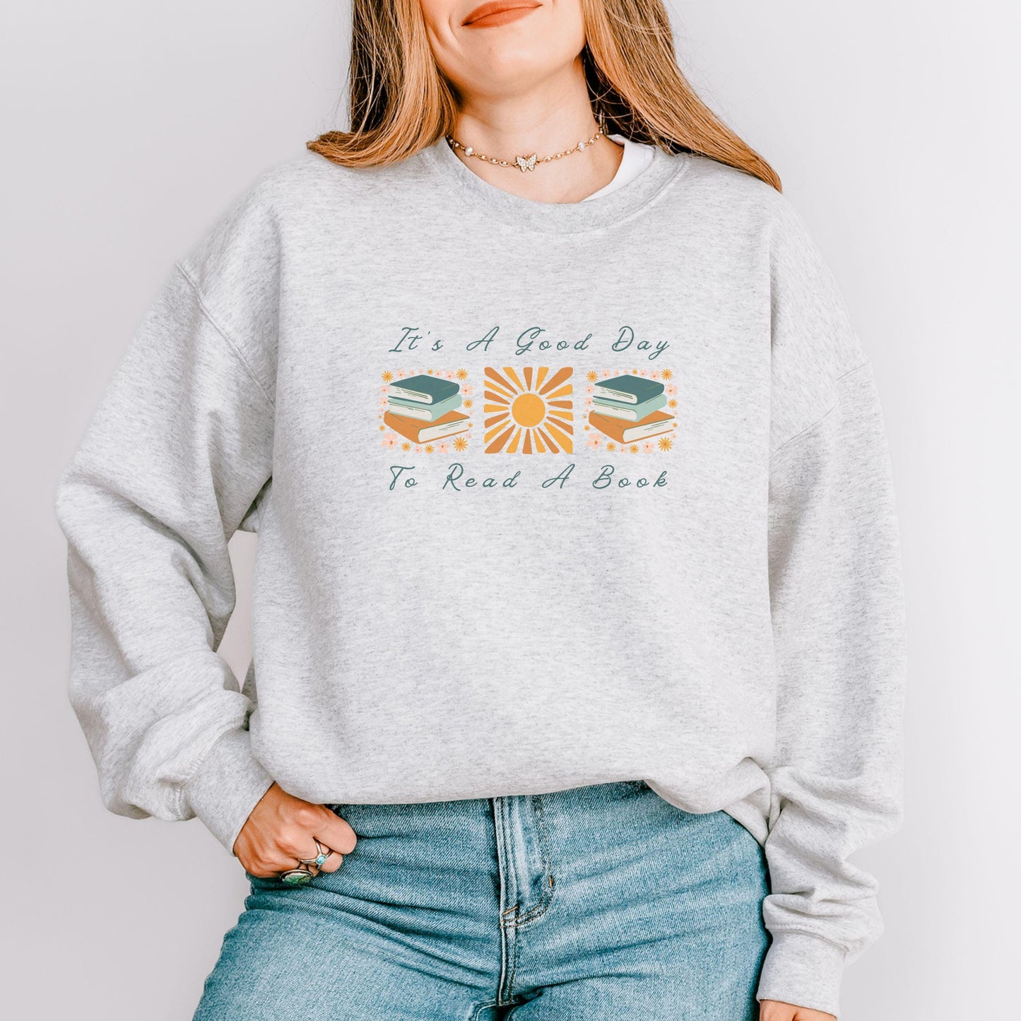 It's A Good Day To Read A Book Crewneck, Book lover Sweater Bookish Gifts Library Sweatshirt Read Sweatshirt Sun Shirt Bookish Things