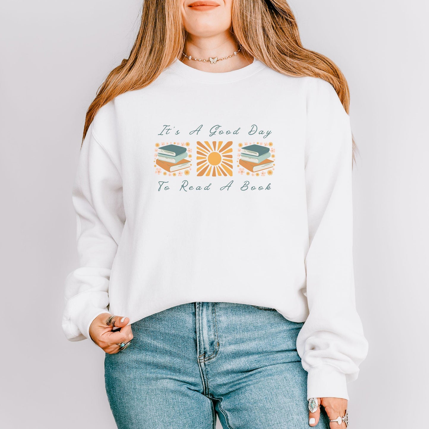 It's A Good Day To Read A Book Crewneck, Book lover Sweater Bookish Gifts Library Sweatshirt Read Sweatshirt Sun Shirt Bookish Things